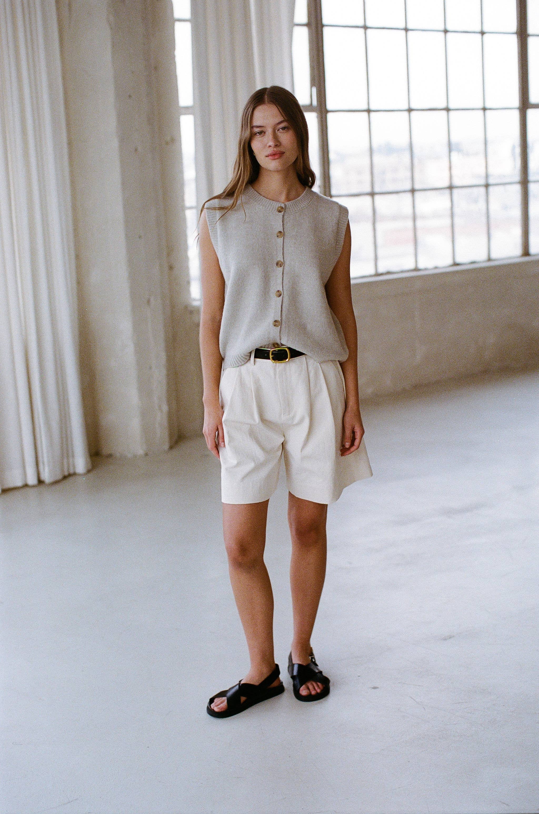 a.ren -Woven Cotton Straight Leg Short - Image 2