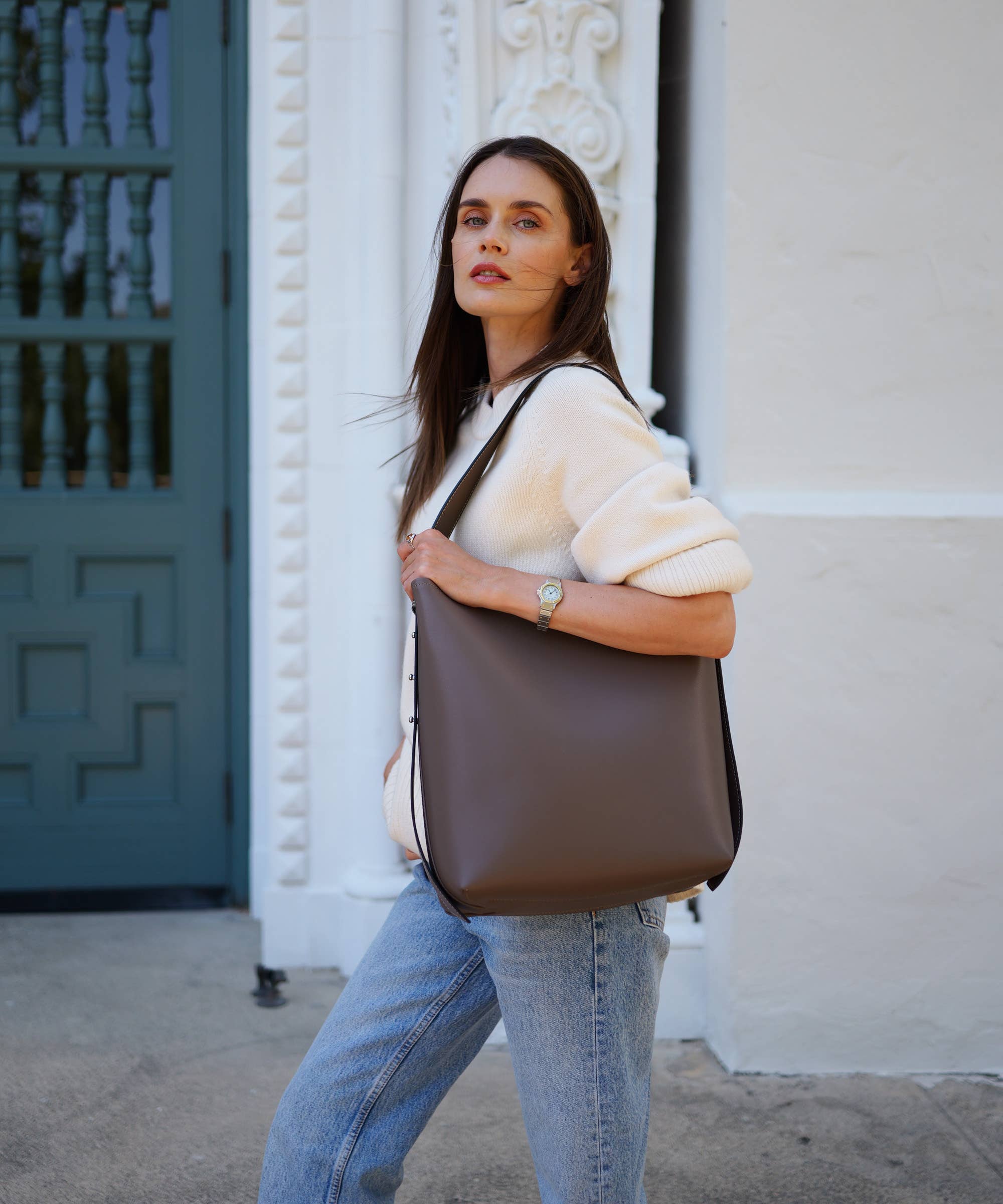 AALLYN - Jolina Bucket Tote - Leather: Wood Berry/Silver - Image 21