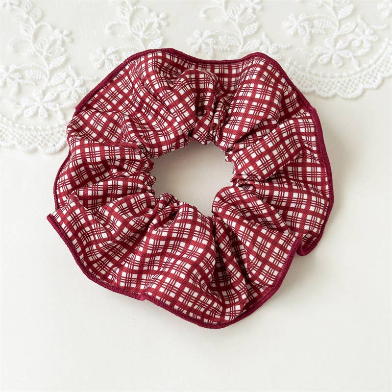 Adorro - Holiday Red Plaid & Bows Scrunchies (Set of 2): Assorted - Image 2