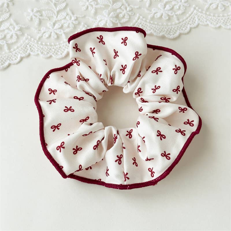 Adorro - Holiday Red Plaid & Bows Scrunchies (Set of 2): Assorted - Image 3