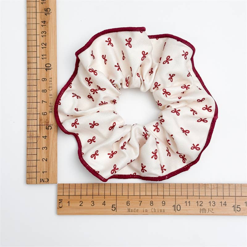 Adorro - Holiday Red Plaid & Bows Scrunchies (Set of 2): Assorted - Image 4