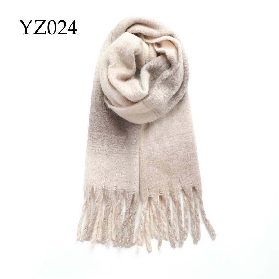 Adorro - Chunky Oblong Plaid Fleece Scarf- Pink and Grey - Image 11
