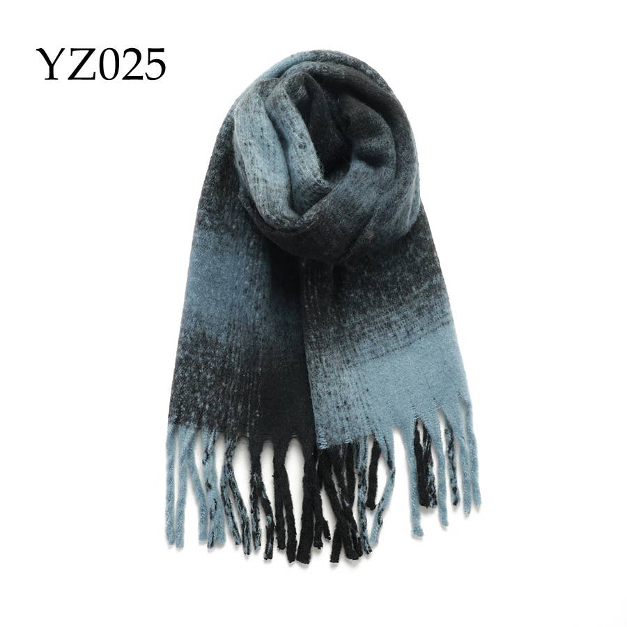 Adorro - Chunky Oblong Plaid Fleece Scarf- Pink and Grey - Image 2