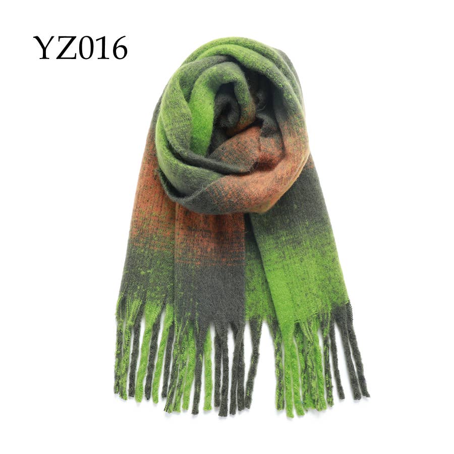 Adorro - Chunky Oblong Plaid Fleece Scarf- Pink and Grey - Image 4