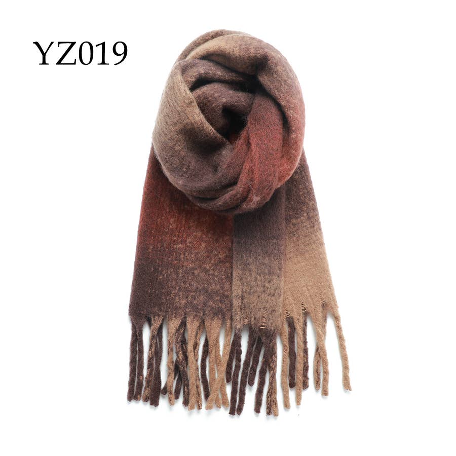 Adorro - Chunky Oblong Plaid Fleece Scarf- Pink and Grey - Image 7