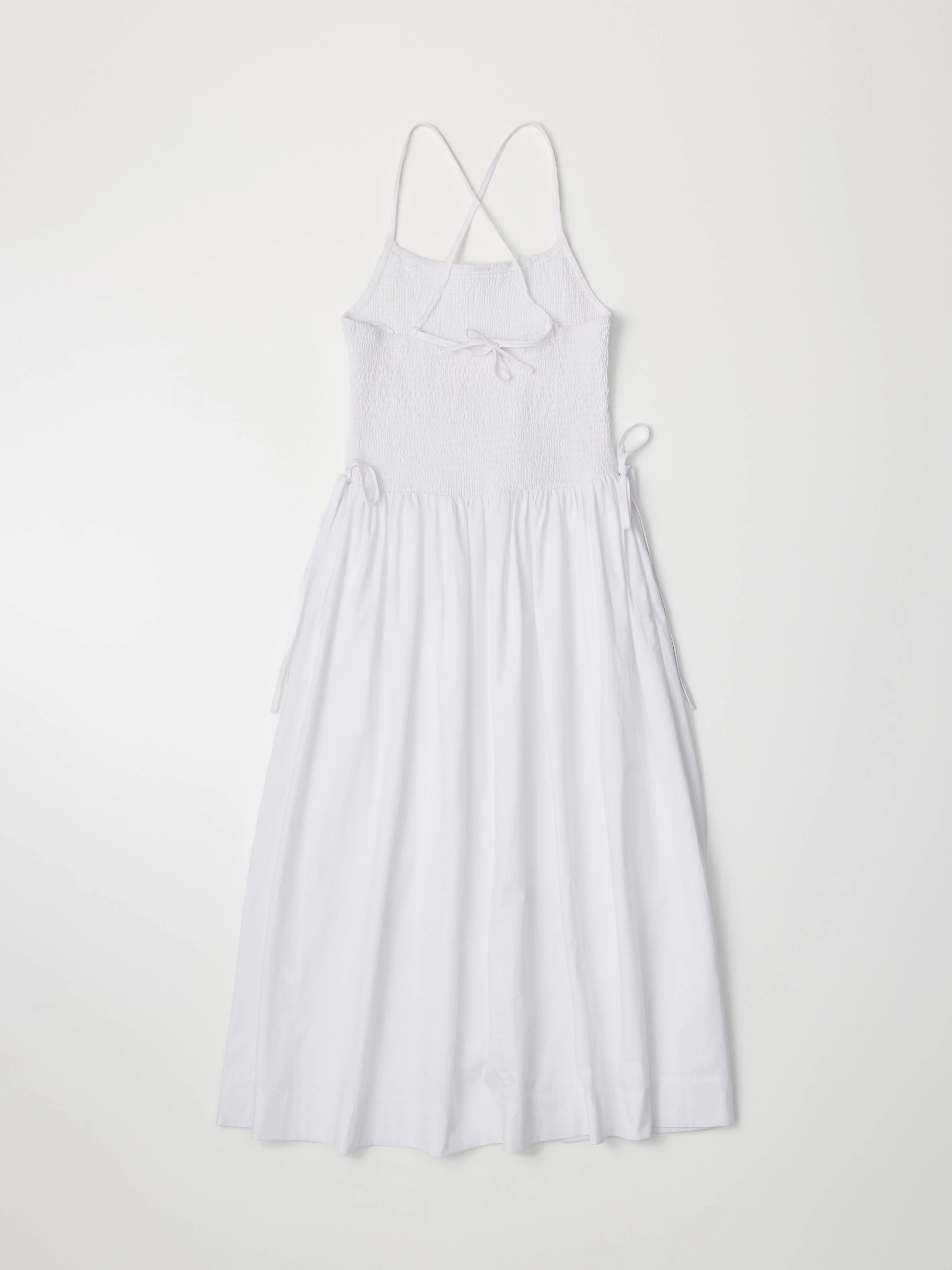 All Row - The Jenni Dress | Smocked Midi Dress with Side Ties: WHITE - Image 6