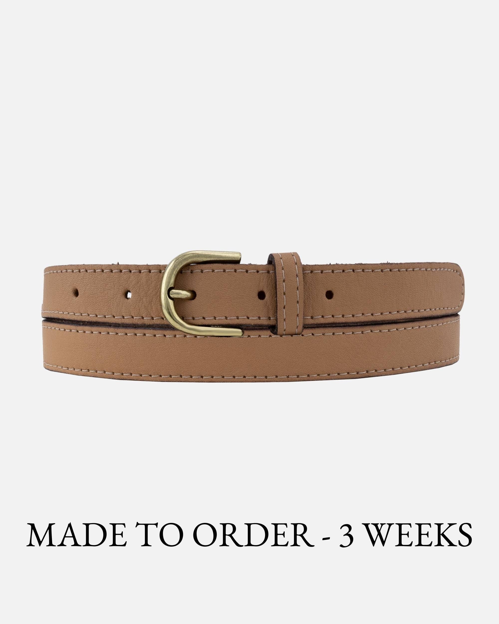 Amsterdam Heritage- Soft Skinny Leather Belt: Camel- S