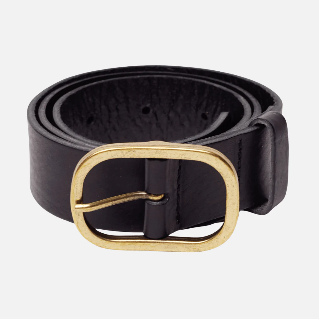 Amsterdam Heritage- Marin Gold Oval Buckle Belt Black- XS/S - Image 7