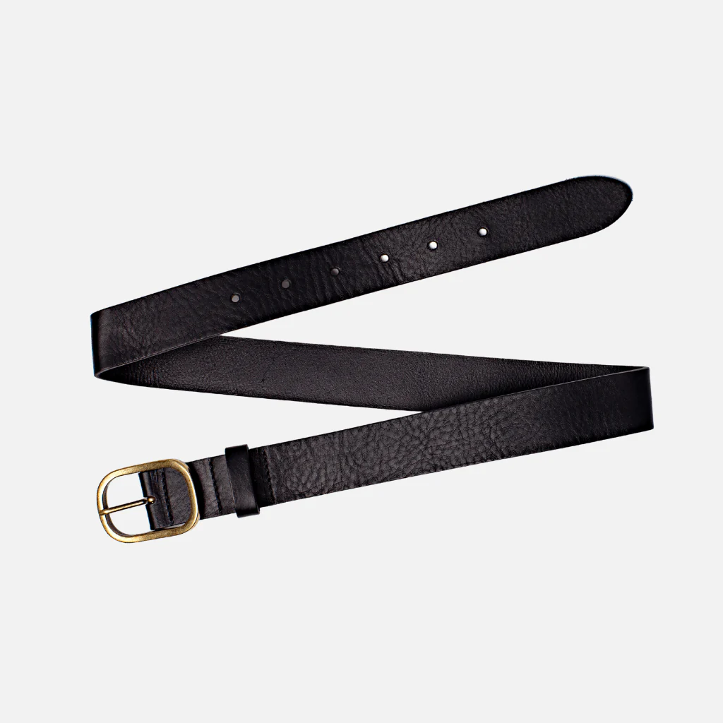 Amsterdam Heritage- Marin Gold Oval Buckle Belt Black- XS/S - Image 9