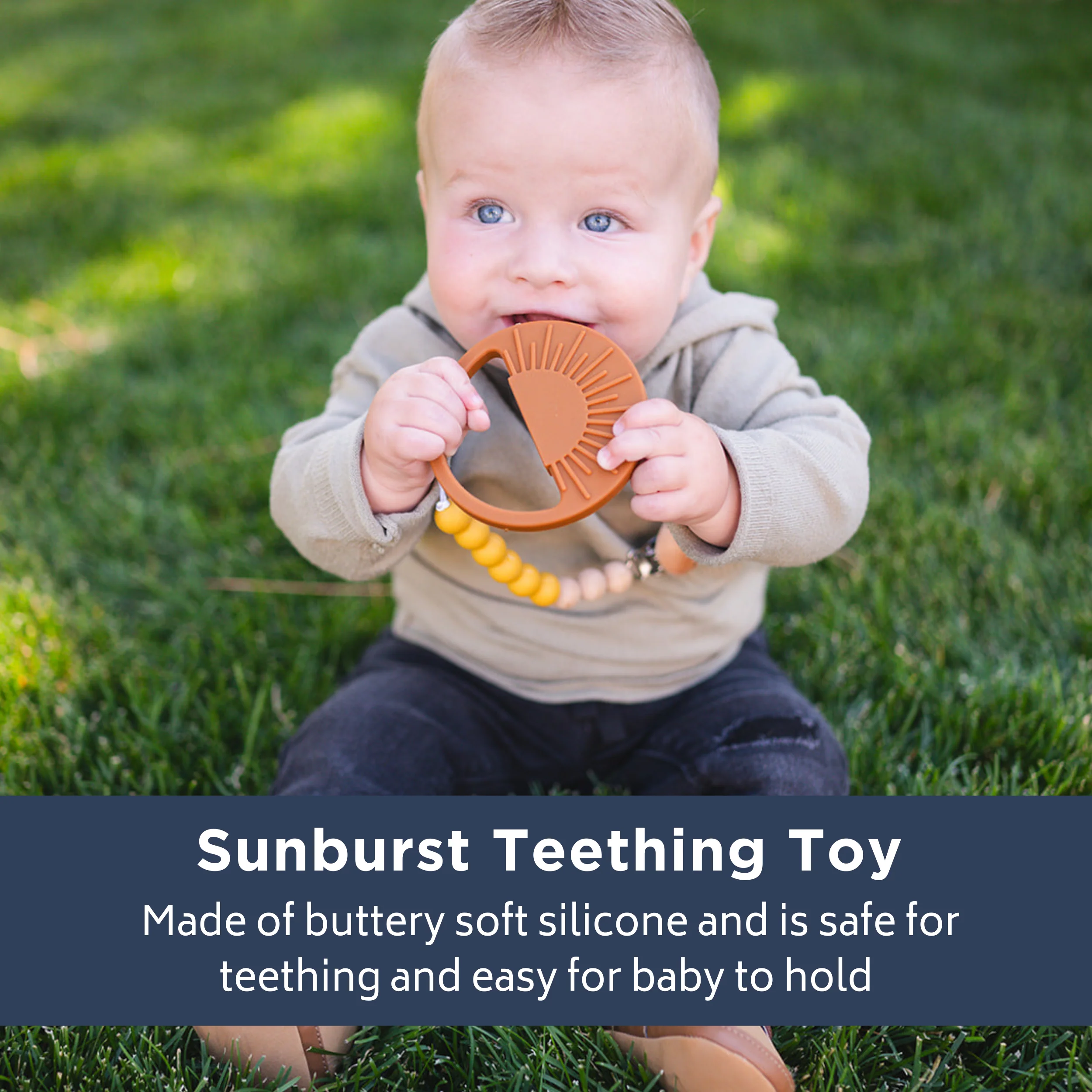 Babeehive Goods - Sunburst Teething Toy - Duck Egg Blue - Image 3