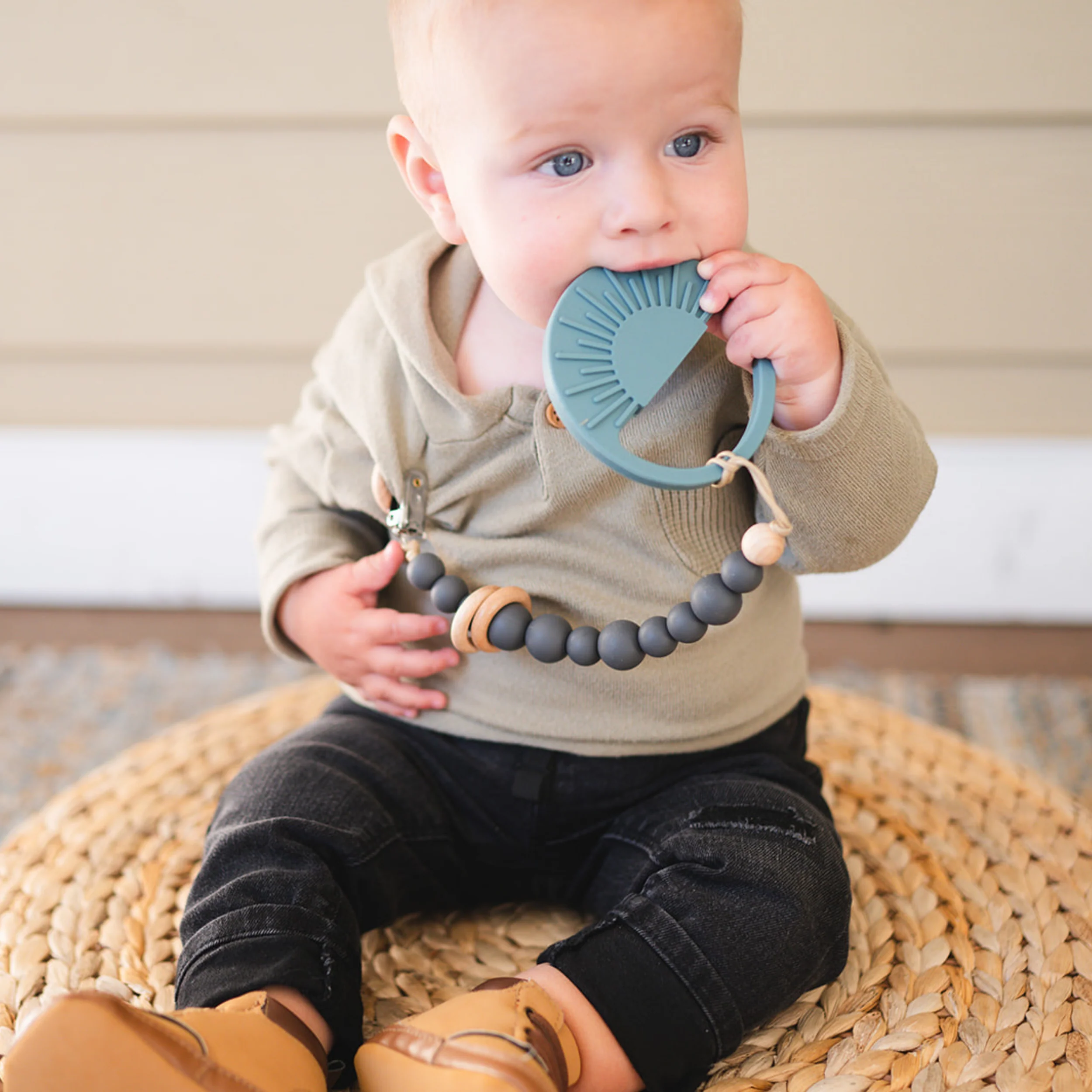 Babeehive Goods - Sunburst Teething Toy - Duck Egg Blue - Image 6