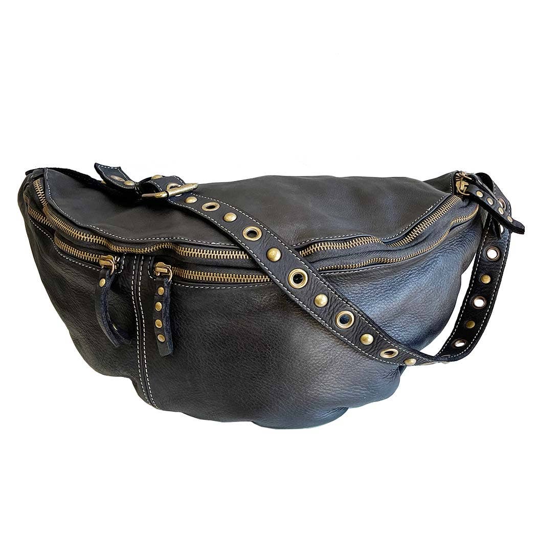 Bolsa Nova Handbags - Bella Large Leather Sling Bag: Mushroom - Image 19