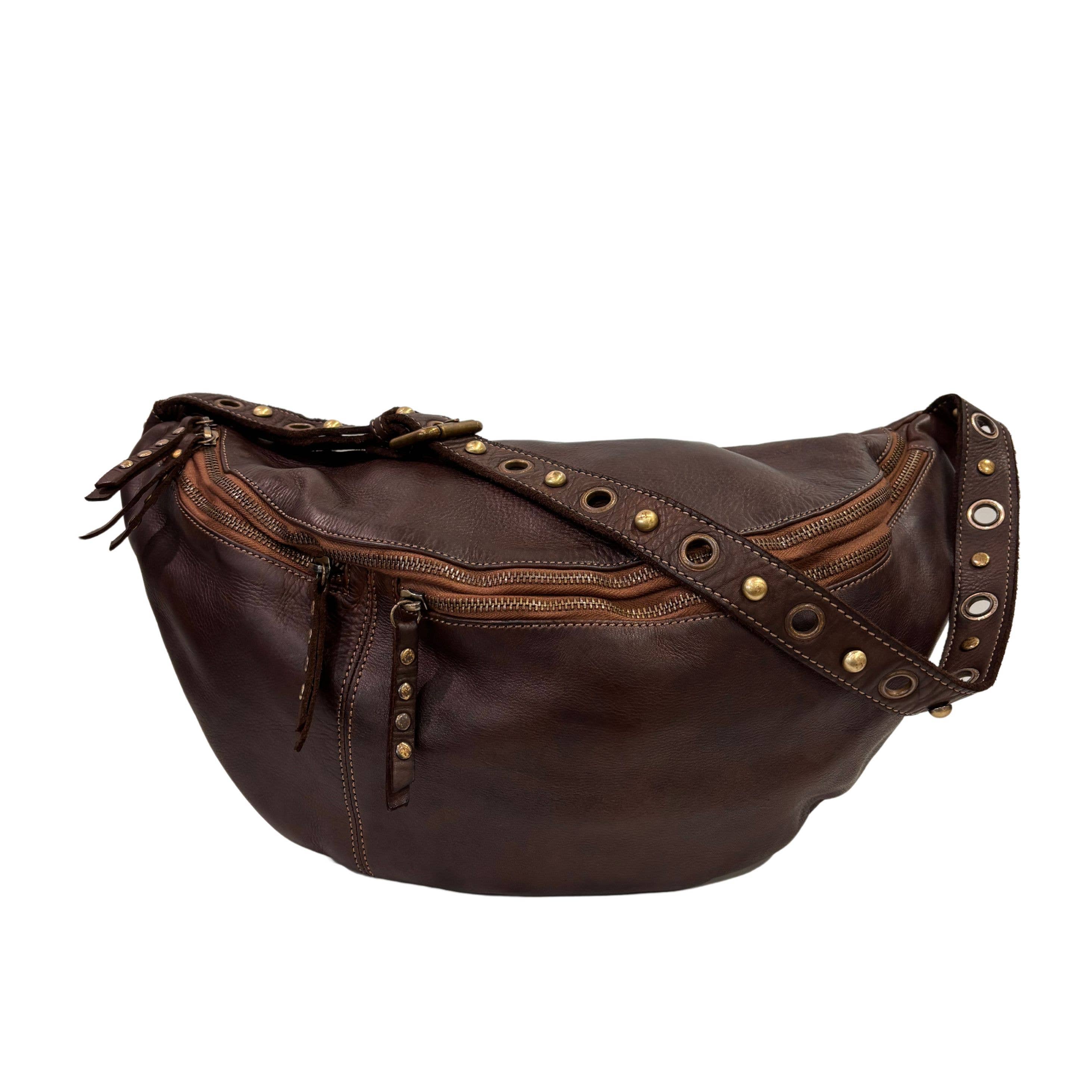 Bolsa Nova Handbags - Bella Large Leather Sling Bag: Mushroom - Image 24