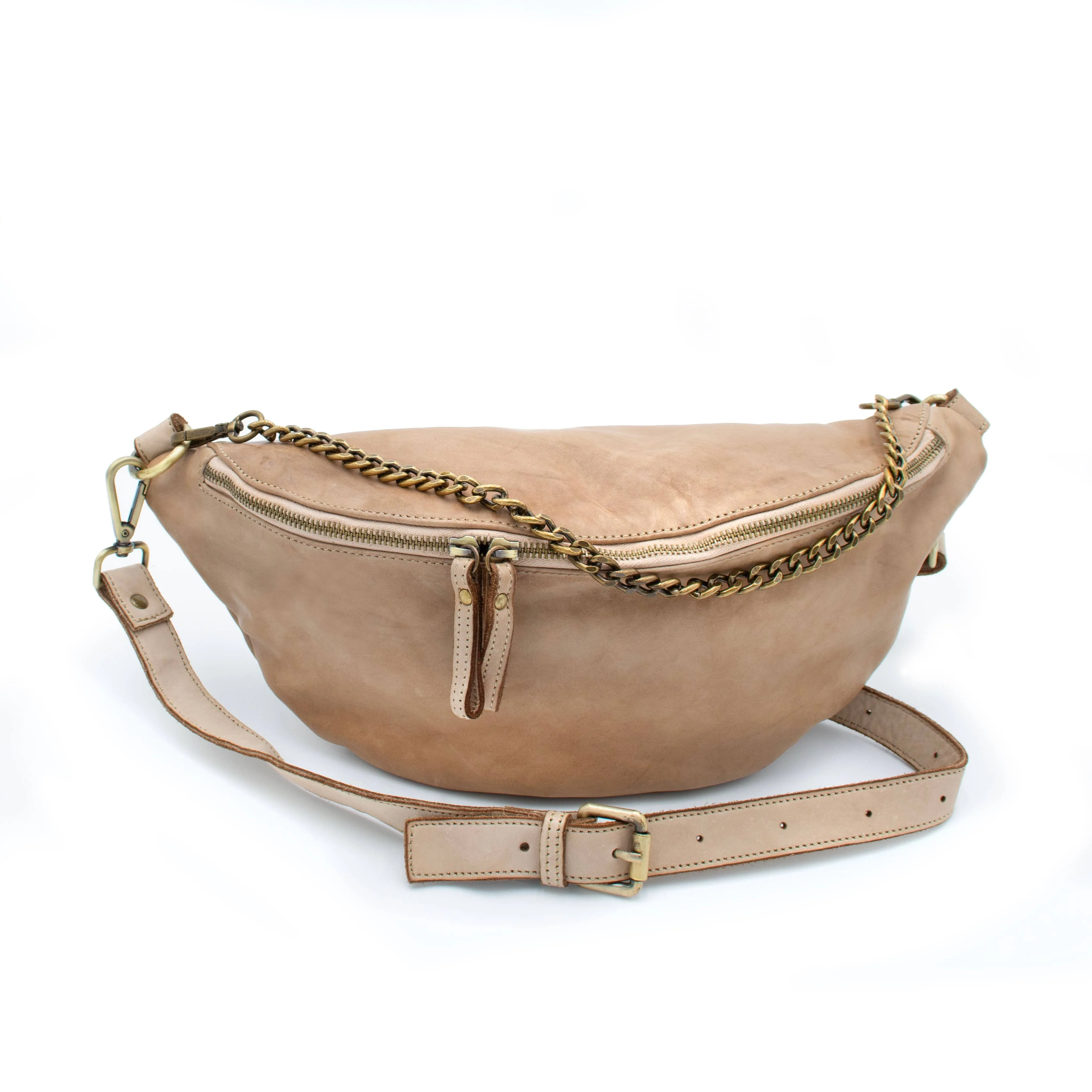 Bolsa Nova Handbags - Capri Leather Sling Bag: Mushroom - Image 9