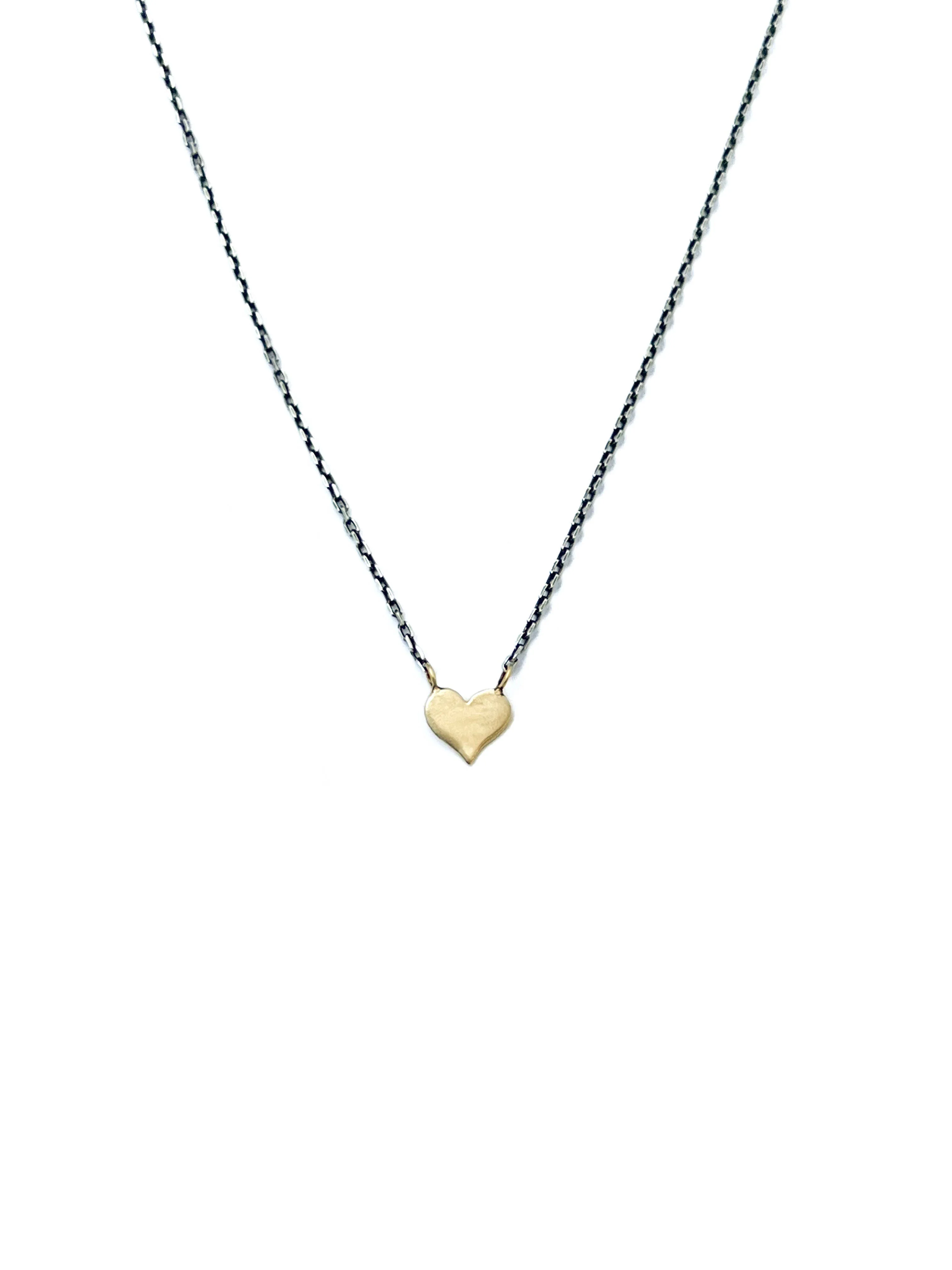 CLP Jewelry - 14k Tiny Gold Heart on Sterling Silver Chain