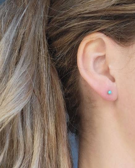 CLP Jewelry - Tiny Stone Stud Earrings: Opal - Image 5