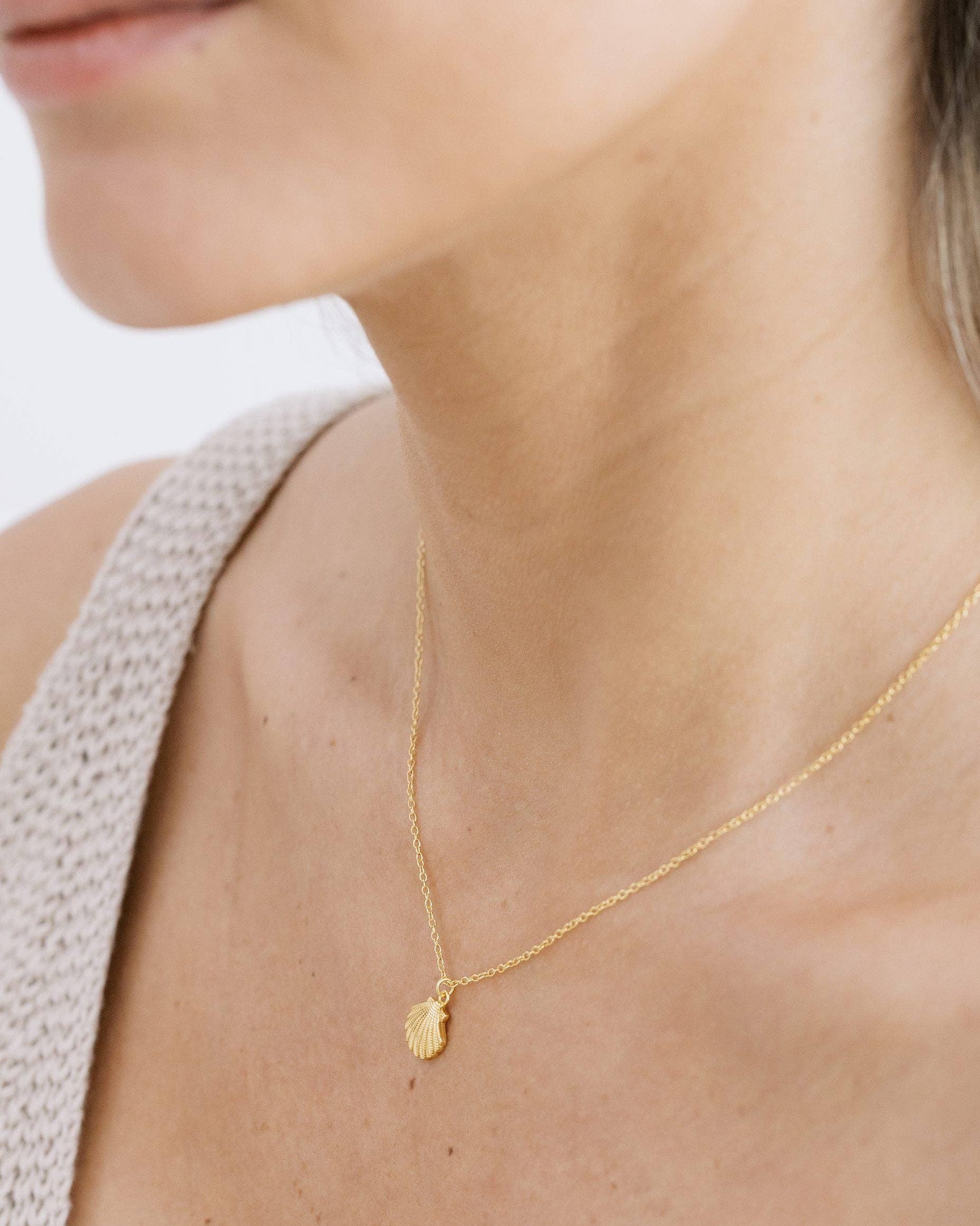 Coast and Cove - Gold Scallop Necklace - Image 3