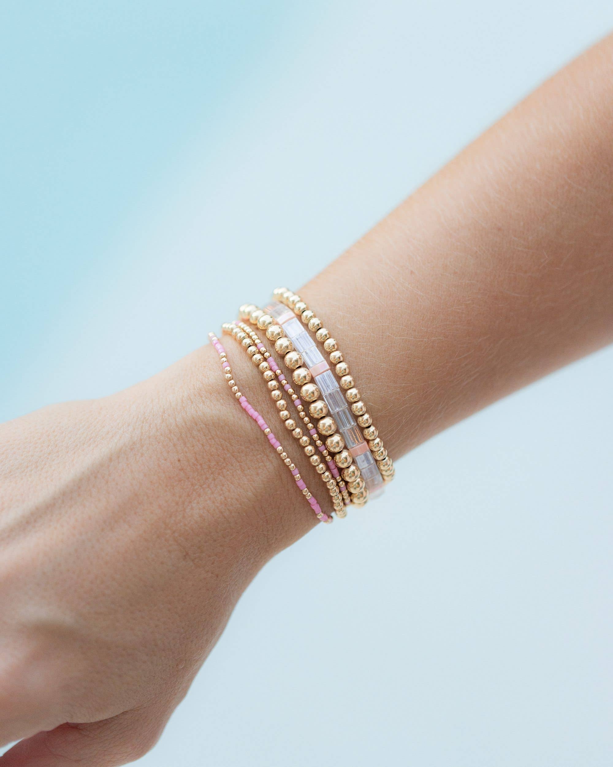 Coast and Cove - Goldie Sprinkle Beaded Bracelet- PINK - Image 4