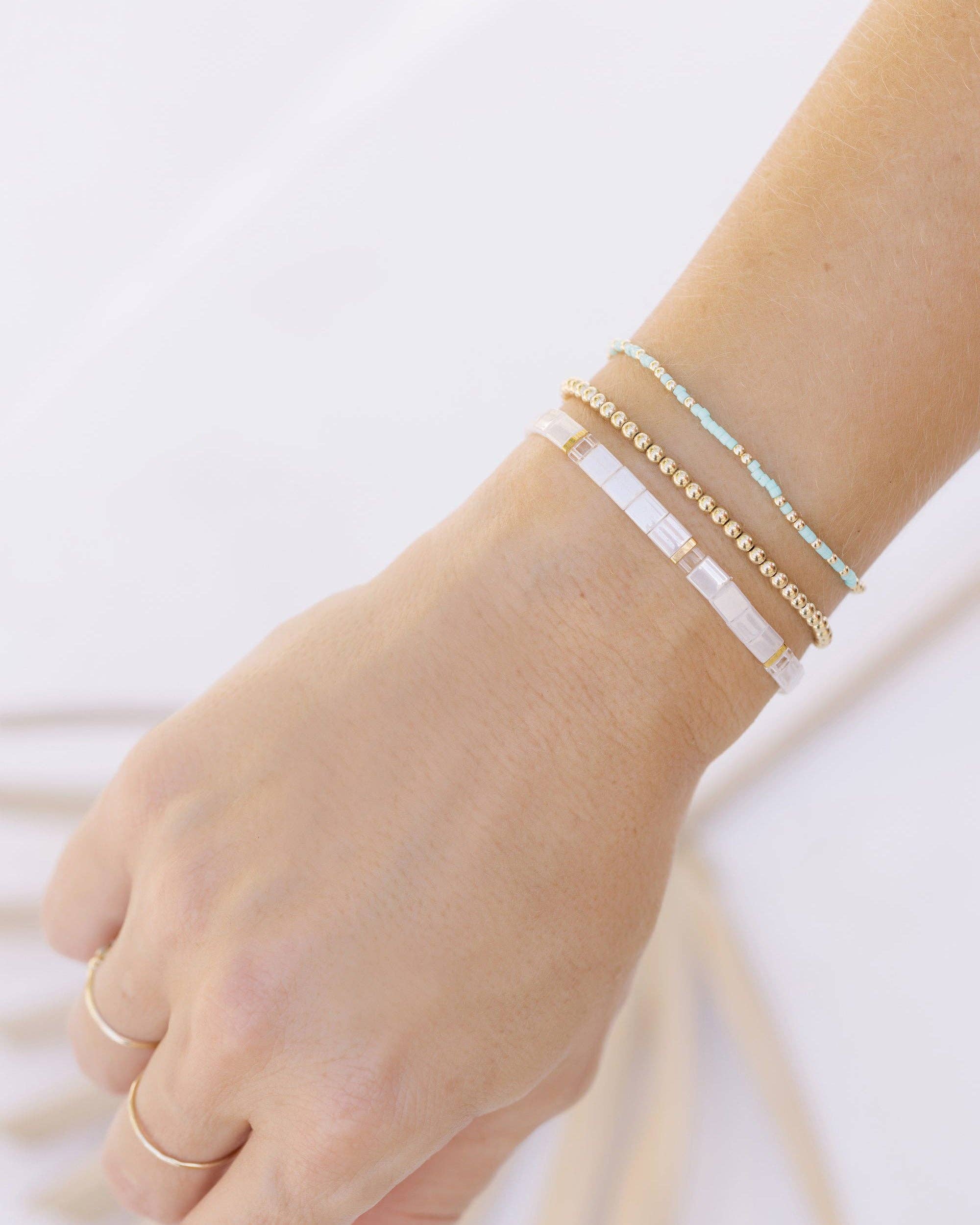 Coast and Cove - Goldie Sprinkle Beaded Bracelet- TEAL - Image 3