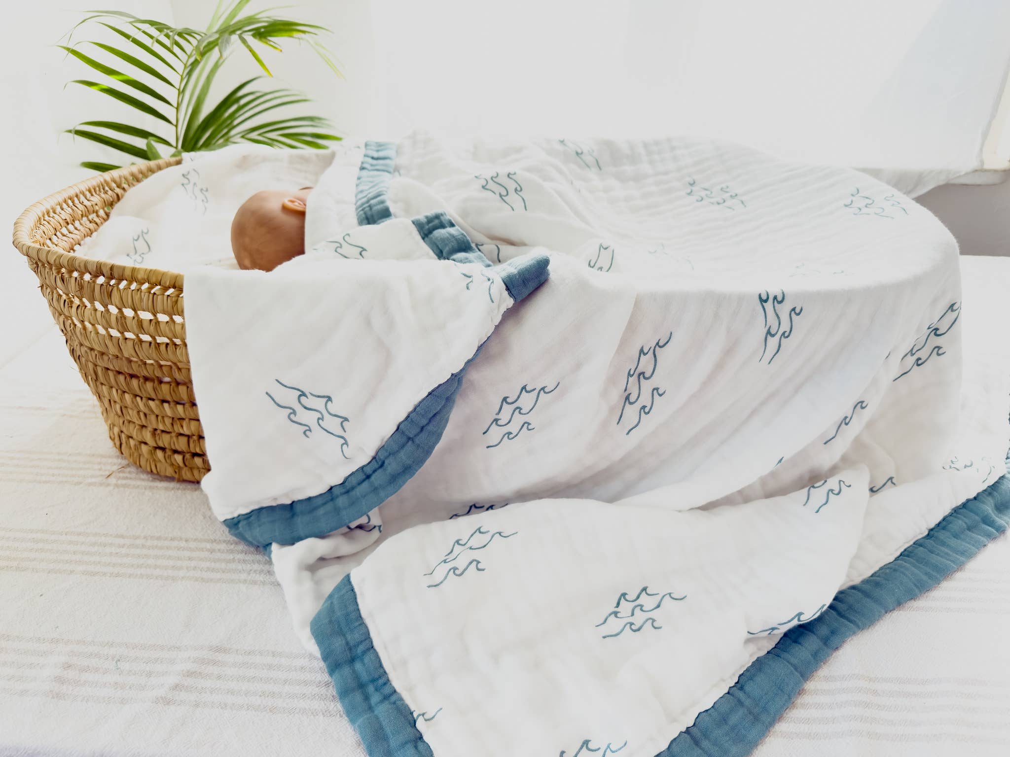 Coca + B. - Nautical Surfer Wave Organic Bamboo Blanket - Image 12