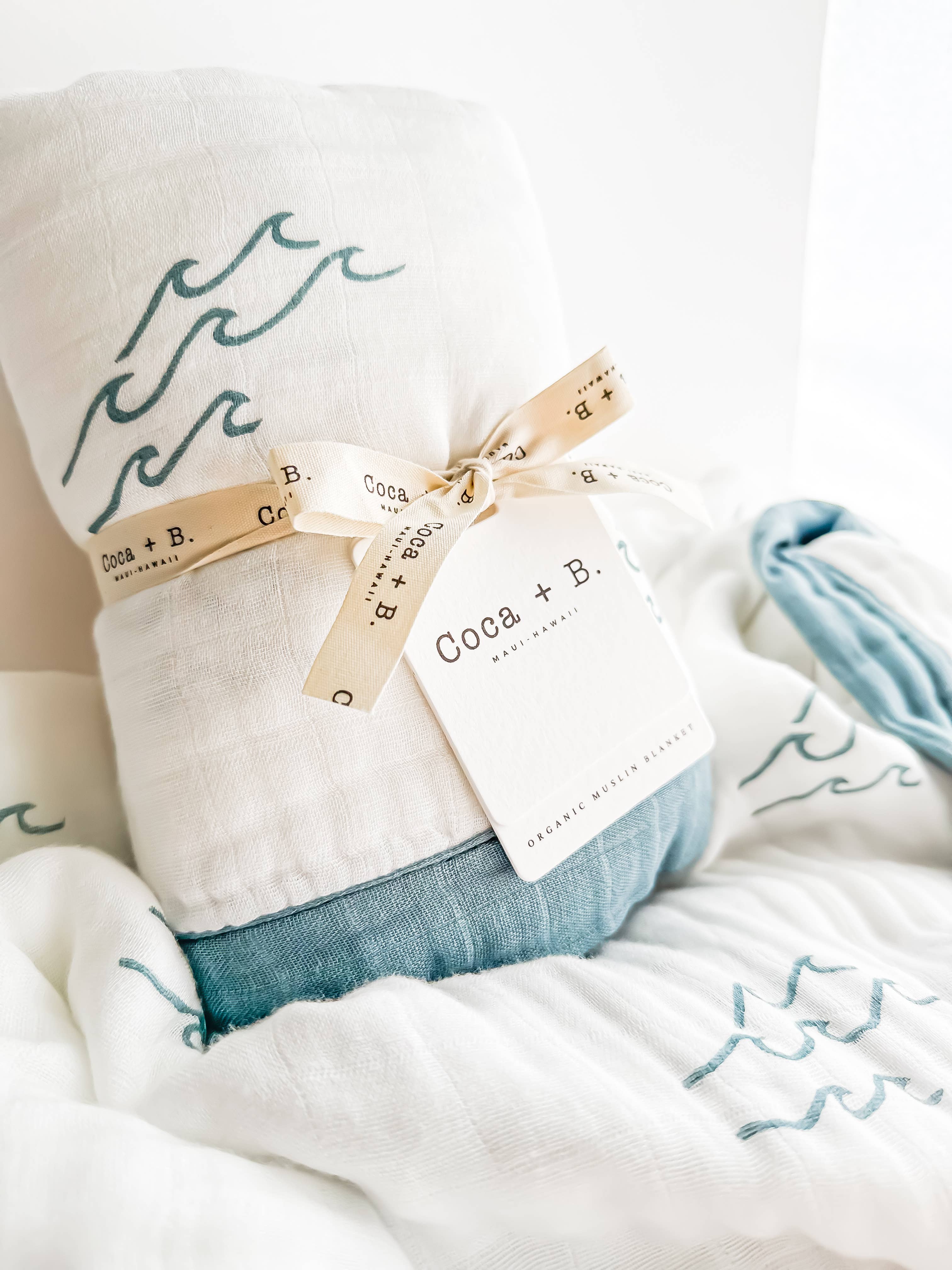 Coca + B. - Nautical Surfer Wave Organic Bamboo Blanket - Image 2