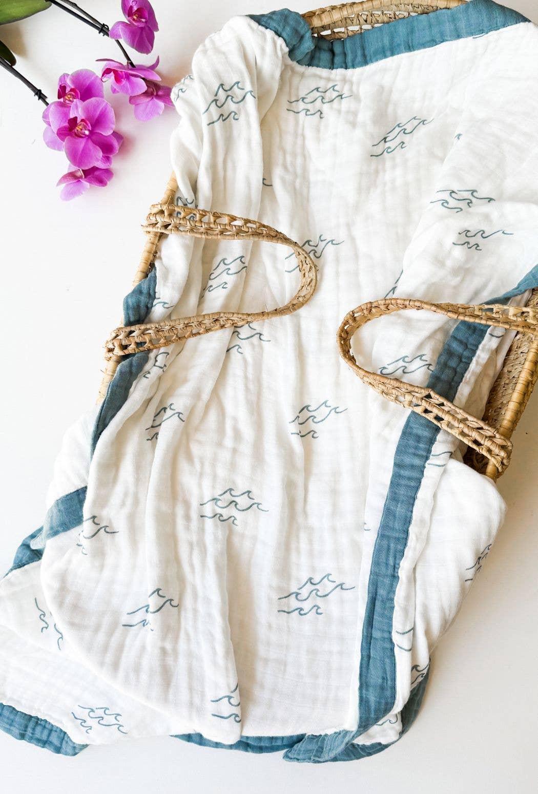 Coca + B. - Nautical Surfer Wave Organic Bamboo Blanket - Image 3