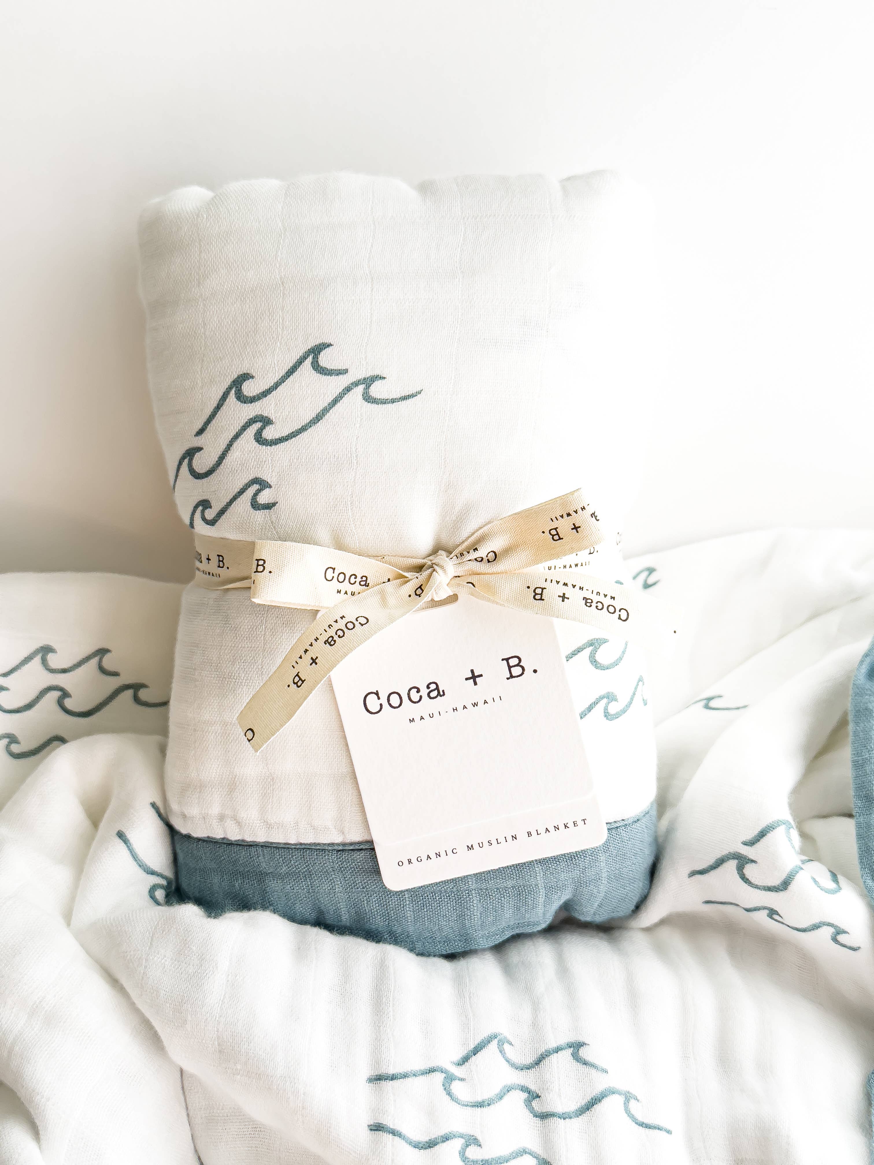 Coca + B. - Nautical Surfer Wave Organic Bamboo Blanket - Image 4