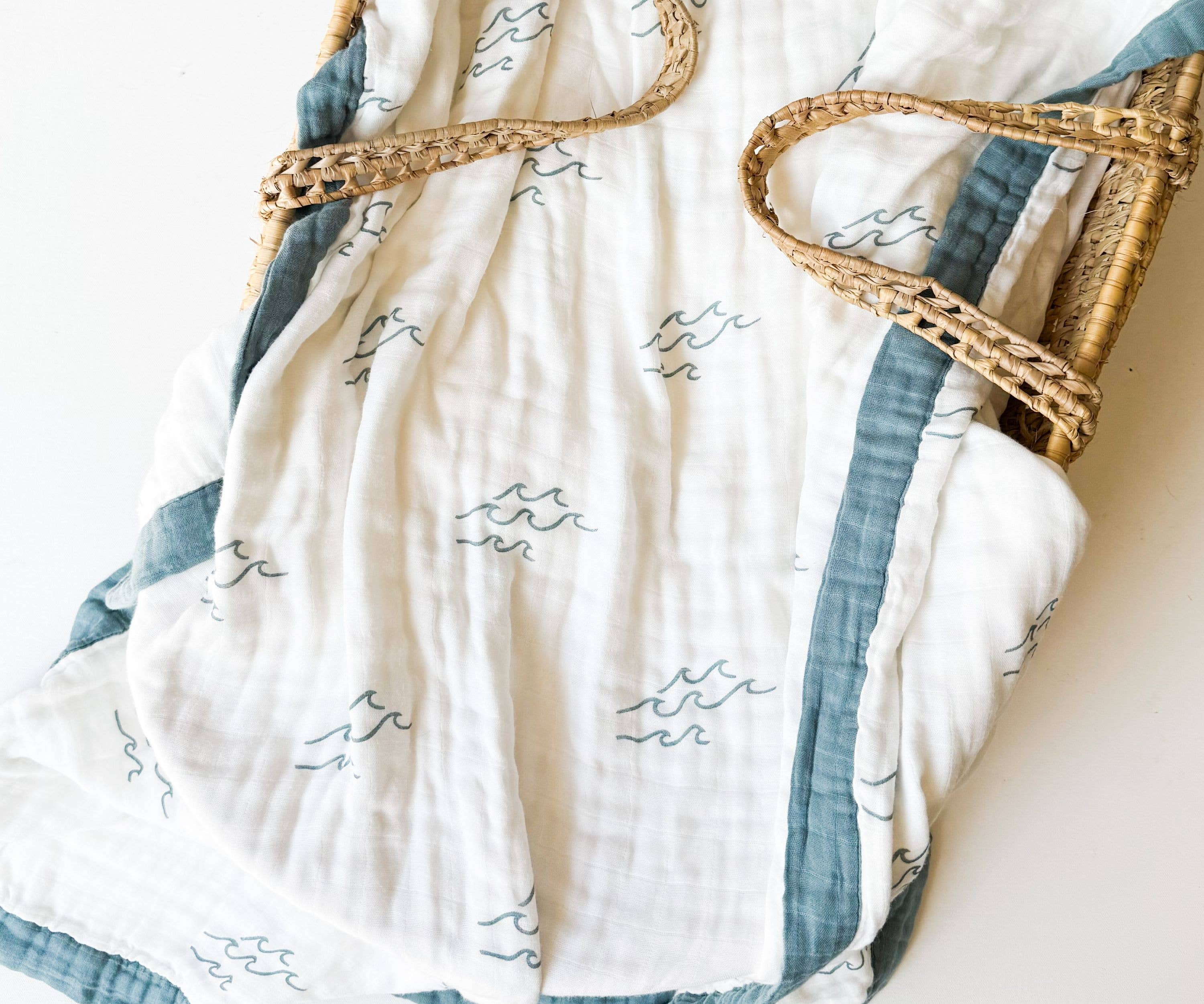 Coca + B. - Nautical Surfer Wave Organic Bamboo Blanket - Image 5
