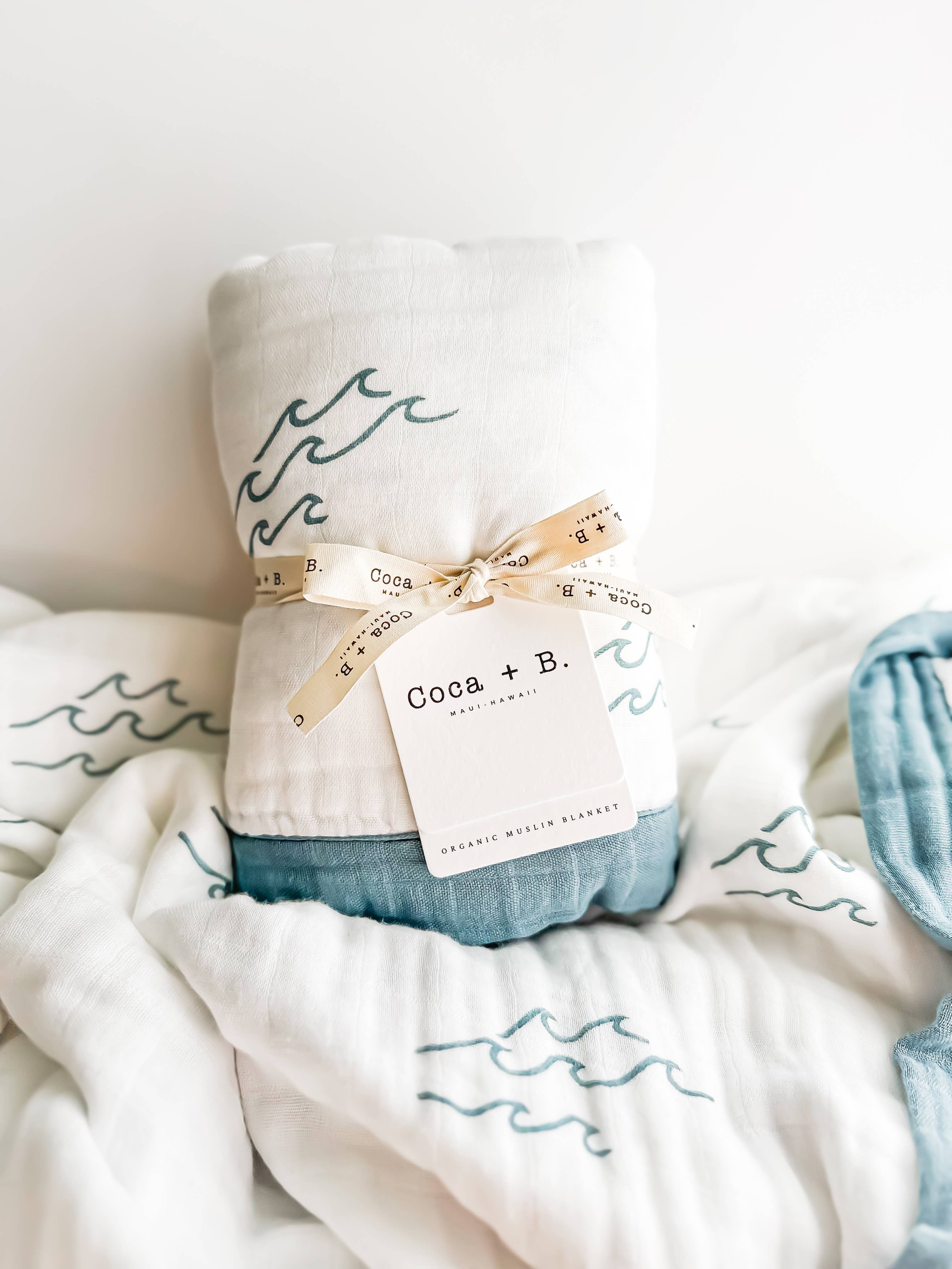 Coca + B. - Nautical Surfer Wave Organic Bamboo Blanket - Image 8