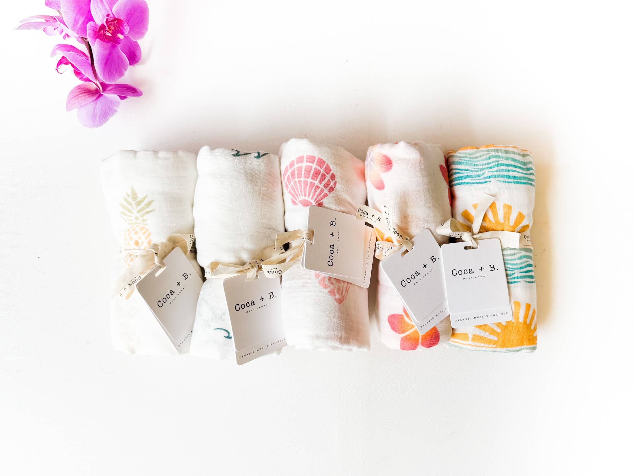 Coca + B. - Seashell Print Organic Bamboo Swaddle - Image 11