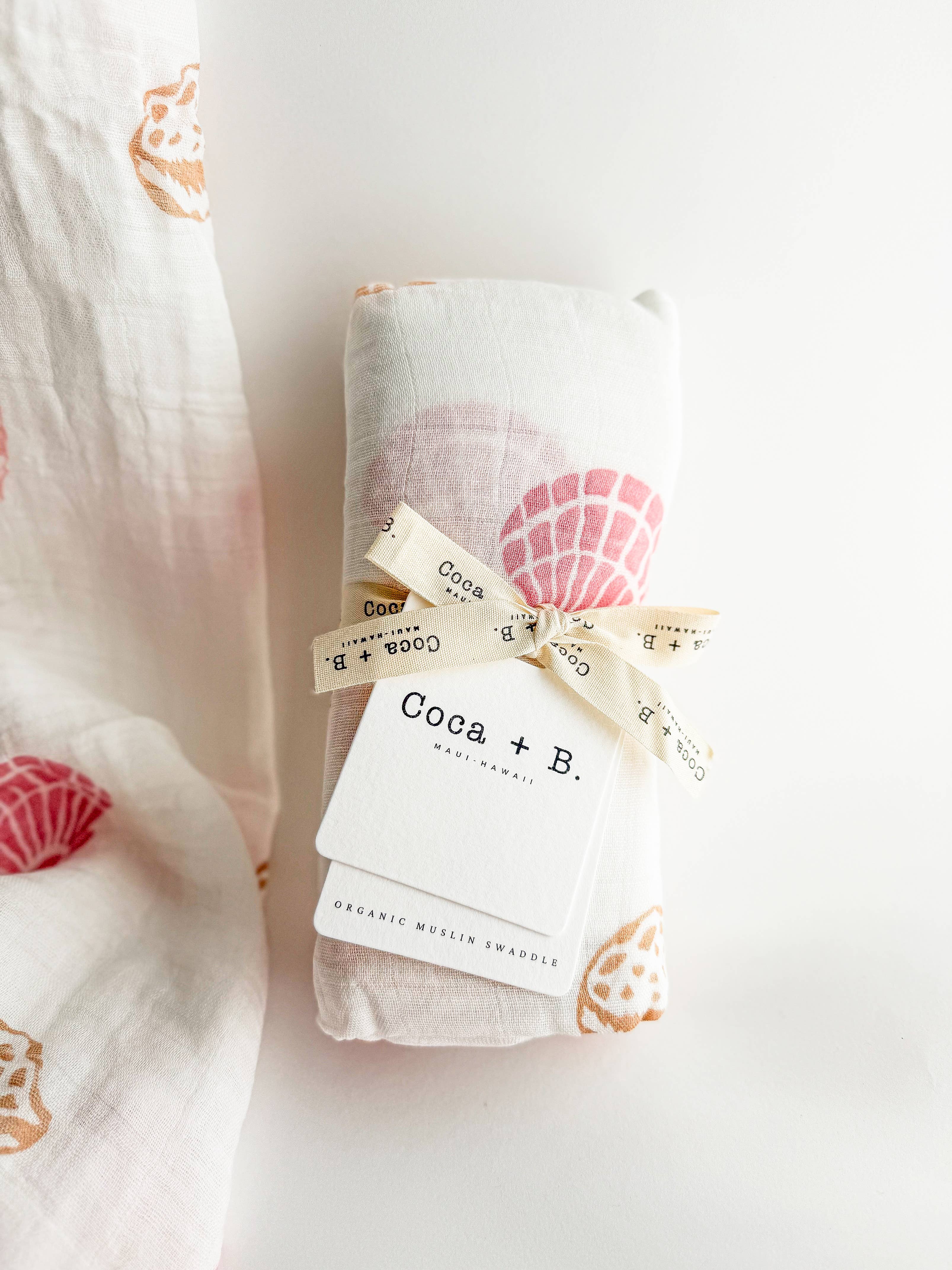 Coca + B. - Seashell Print Organic Bamboo Swaddle - Image 13