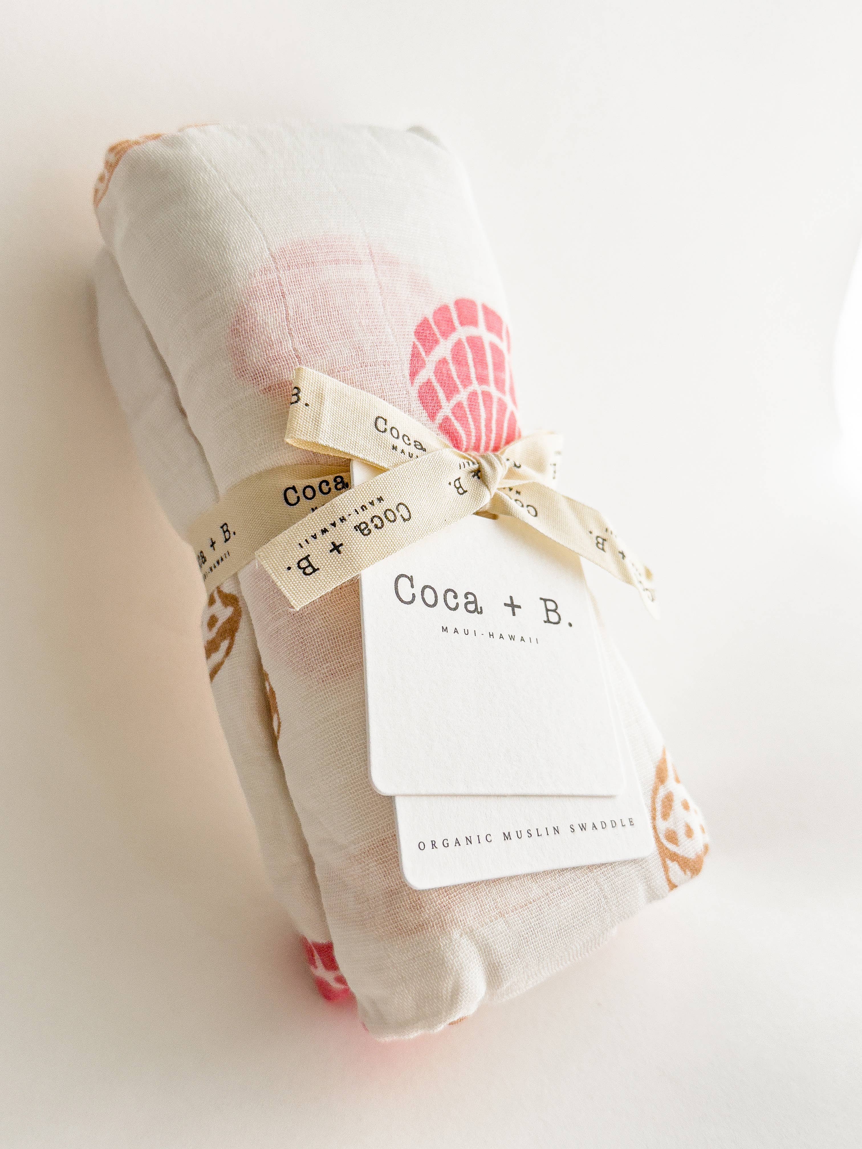 Coca + B. - Seashell Print Organic Bamboo Swaddle - Image 2
