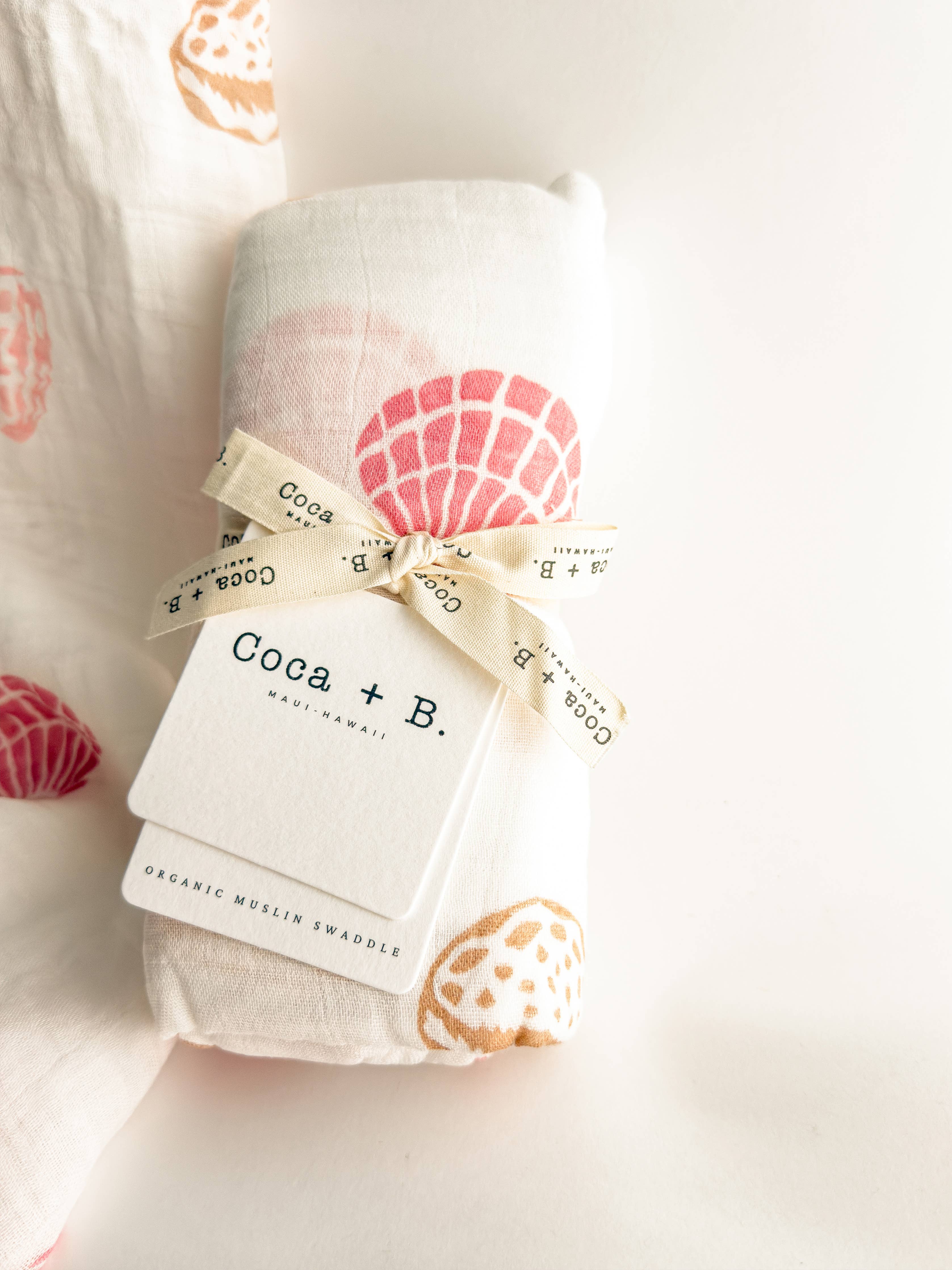 Coca + B. - Seashell Print Organic Bamboo Swaddle - Image 3