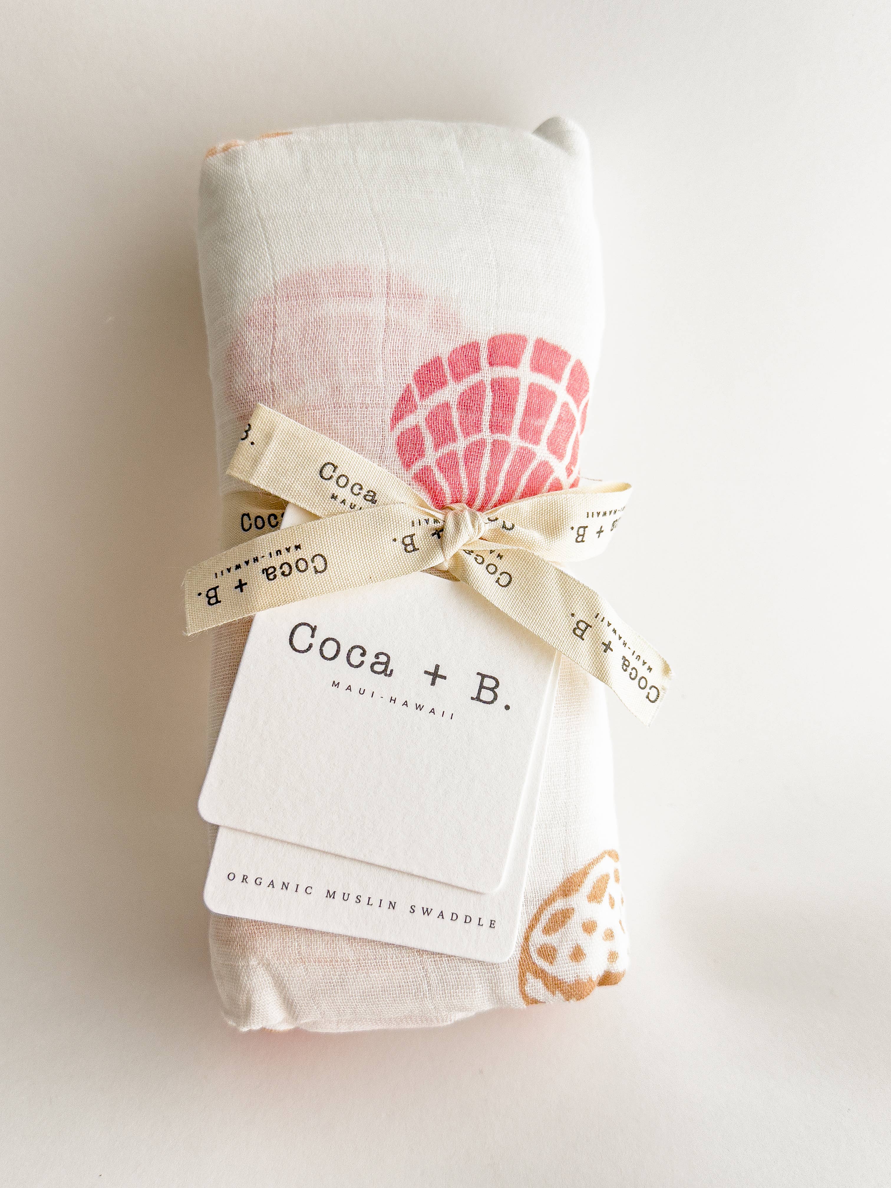 Coca + B. - Seashell Print Organic Bamboo Swaddle - Image 5