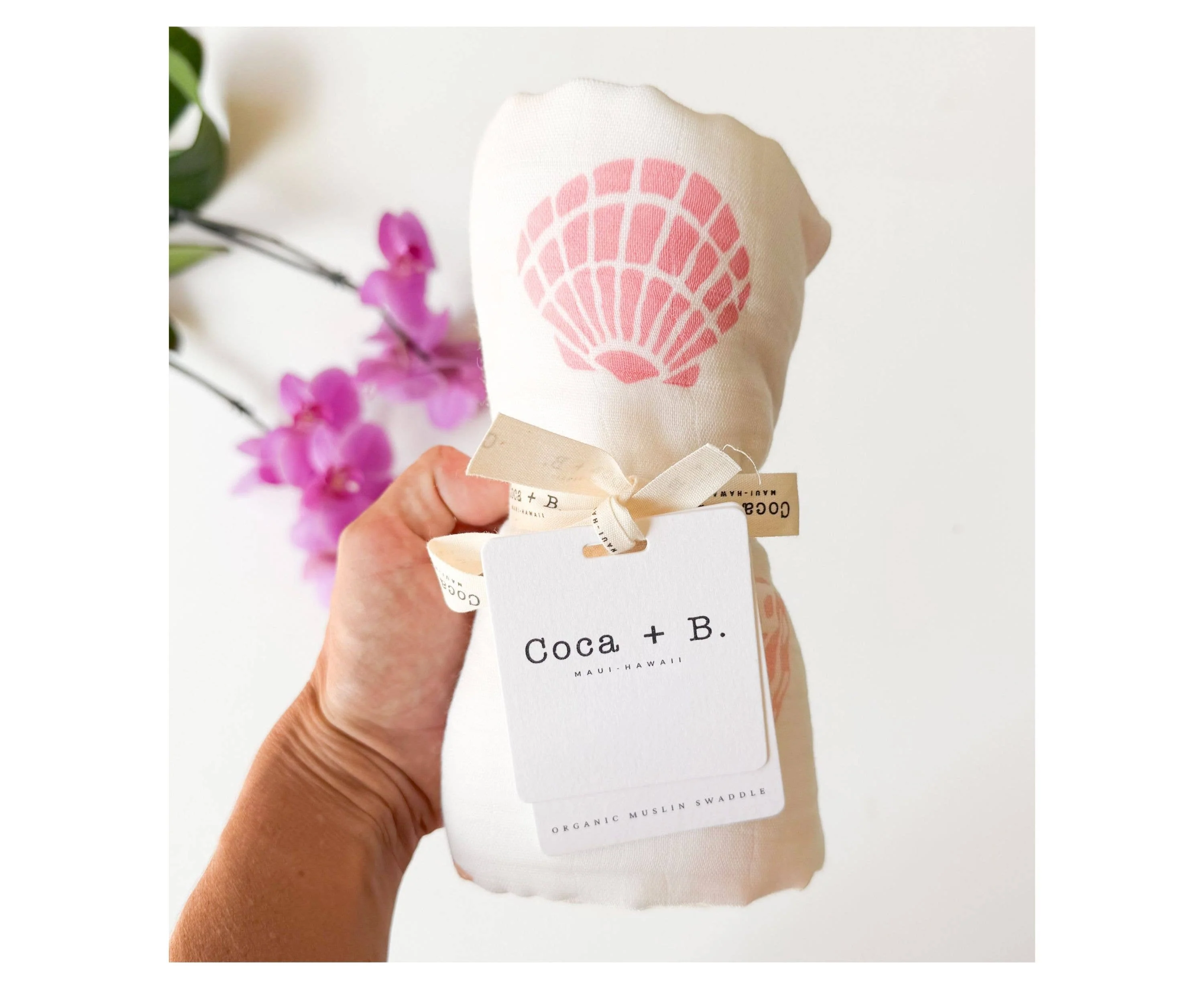 Coca + B. - Seashell Print Organic Bamboo Swaddle - Image 6