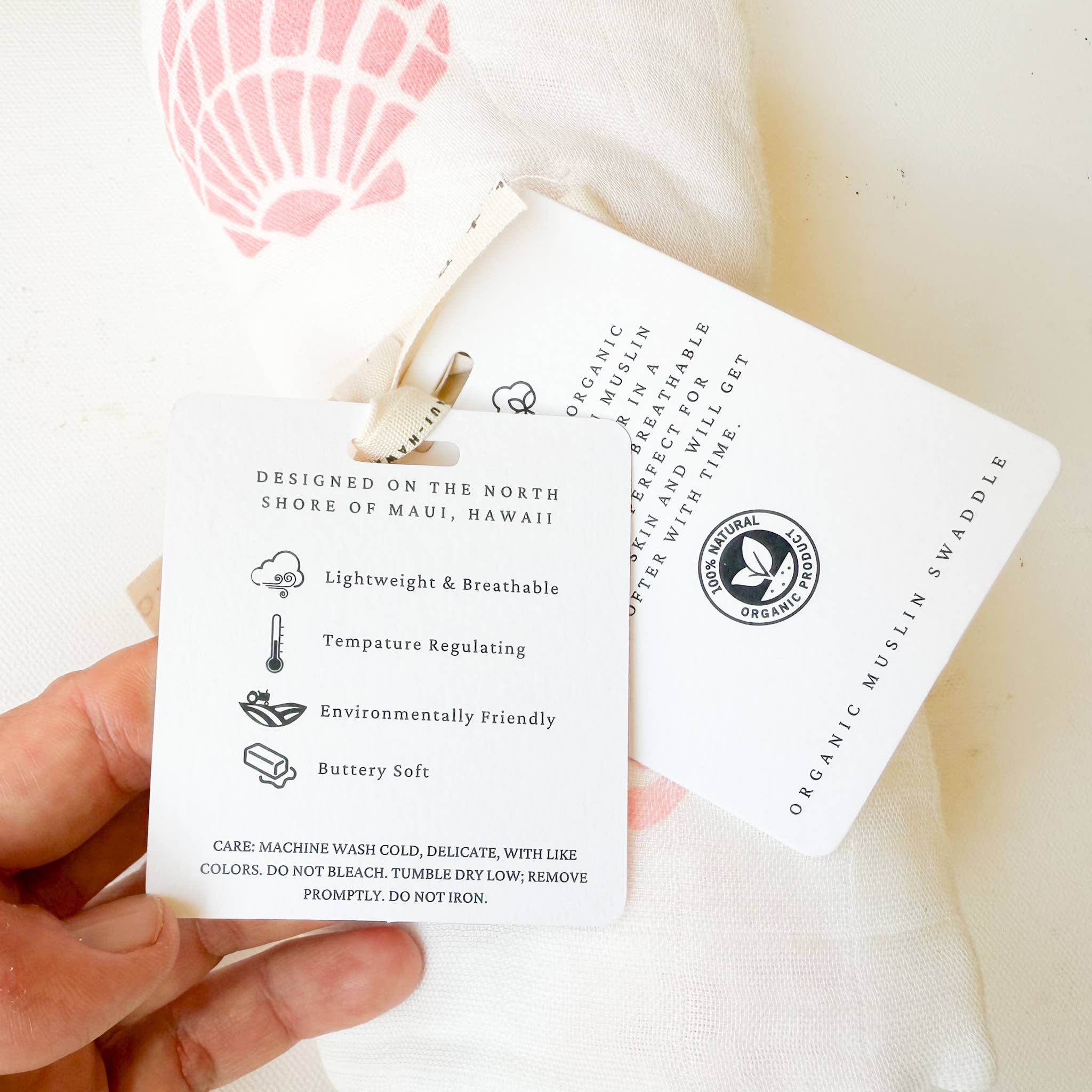 Coca + B. - Seashell Print Organic Bamboo Swaddle - Image 9