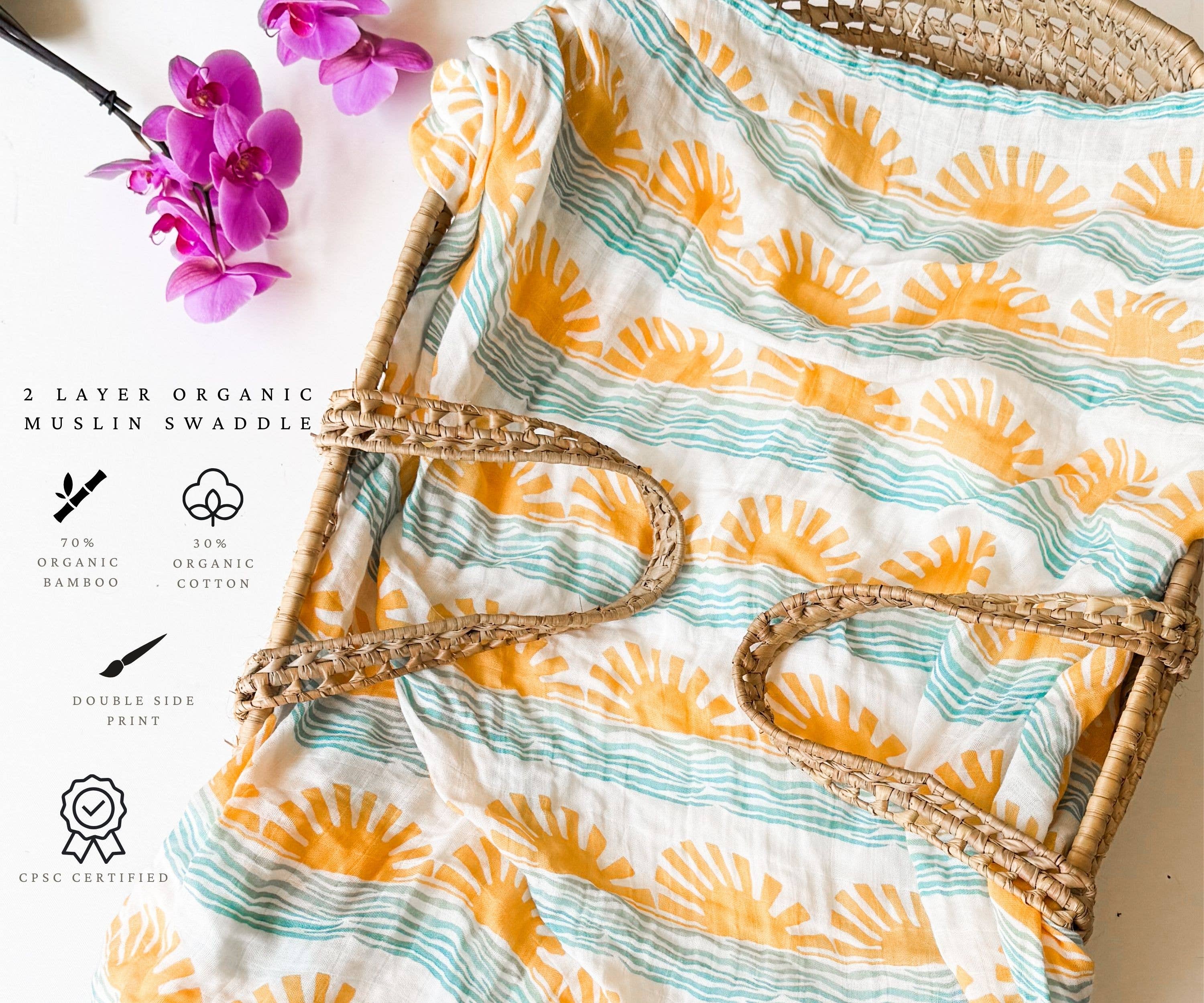 Coca + B. - Sun and Wave Surfer Organic Bamboo Swaddle - Image 10