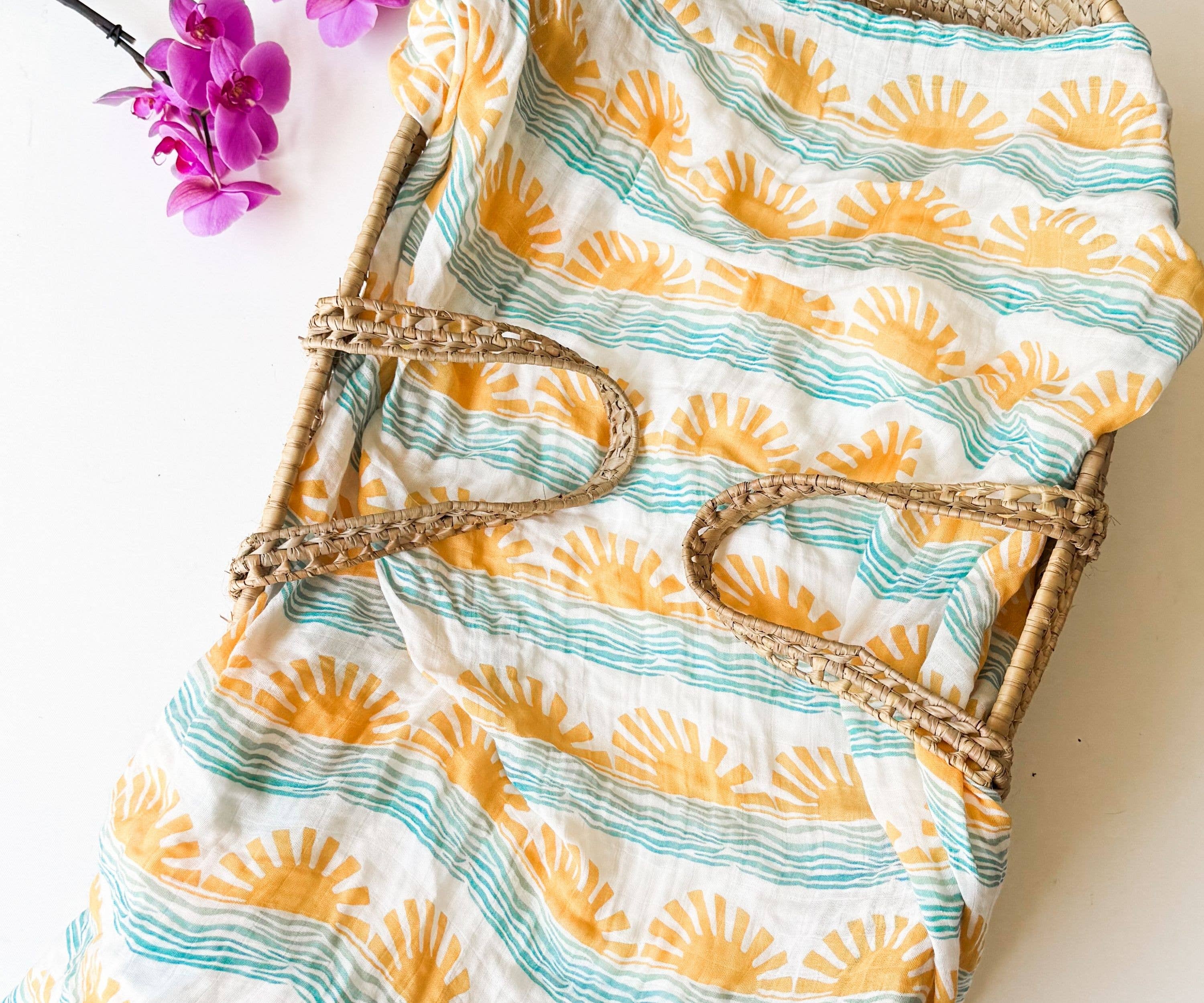 Coca + B. - Sun and Wave Surfer Organic Bamboo Swaddle - Image 4