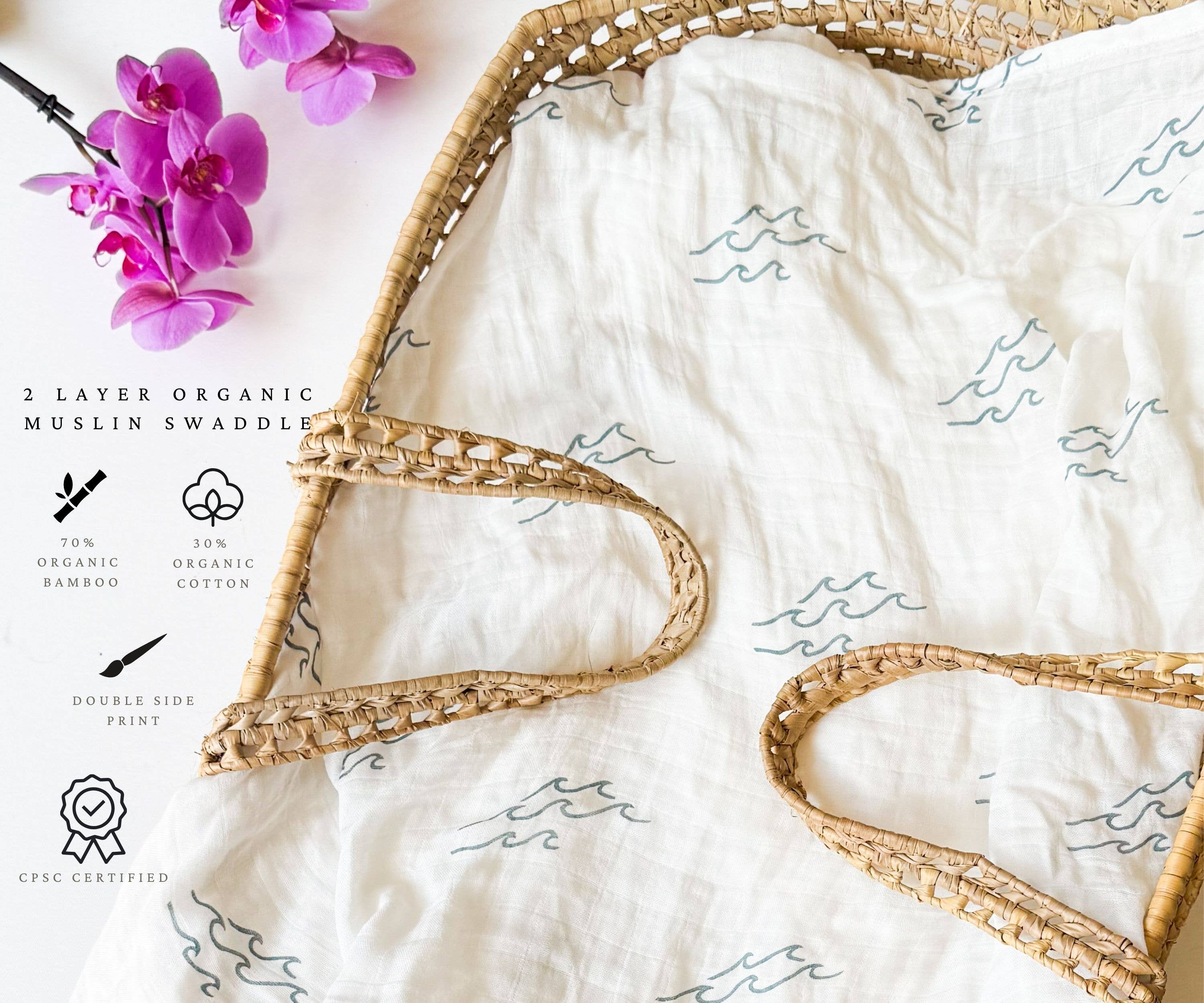 Coca + B. - Surfer Wave Organic Bamboo Swaddle - Image 4