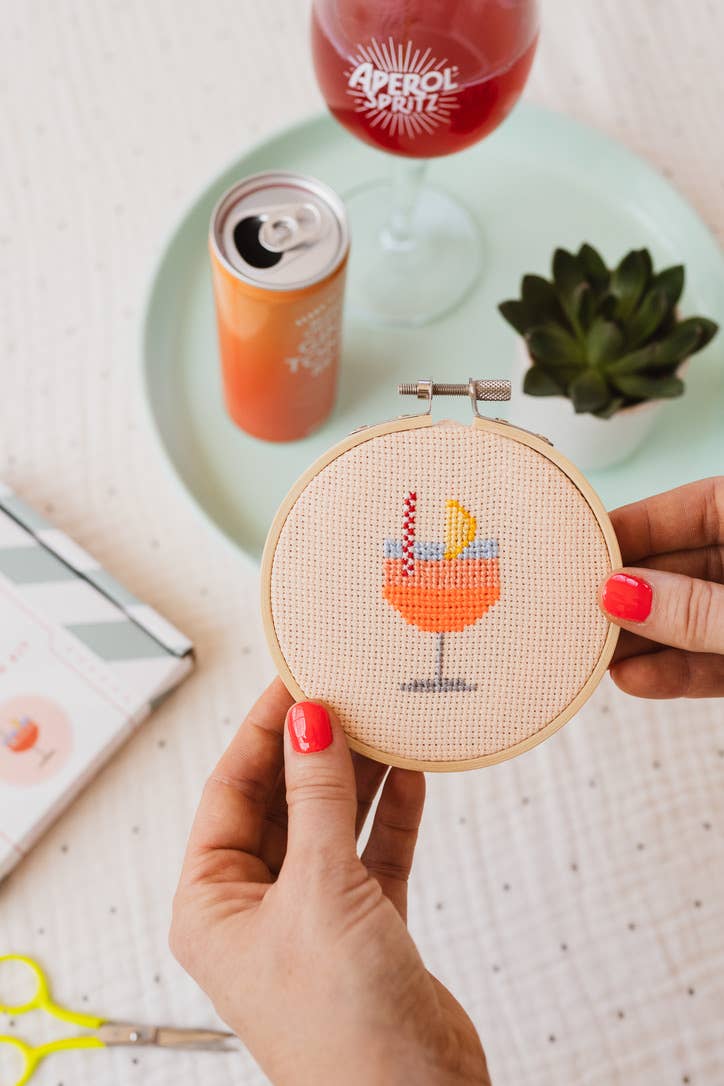 Cotton Clara - Aperol Cocktail Beginner Cross Stitch Kit - Image 3