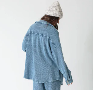 Electric and Rose Boyfriend Shirt- Acid Indigo - Image 2