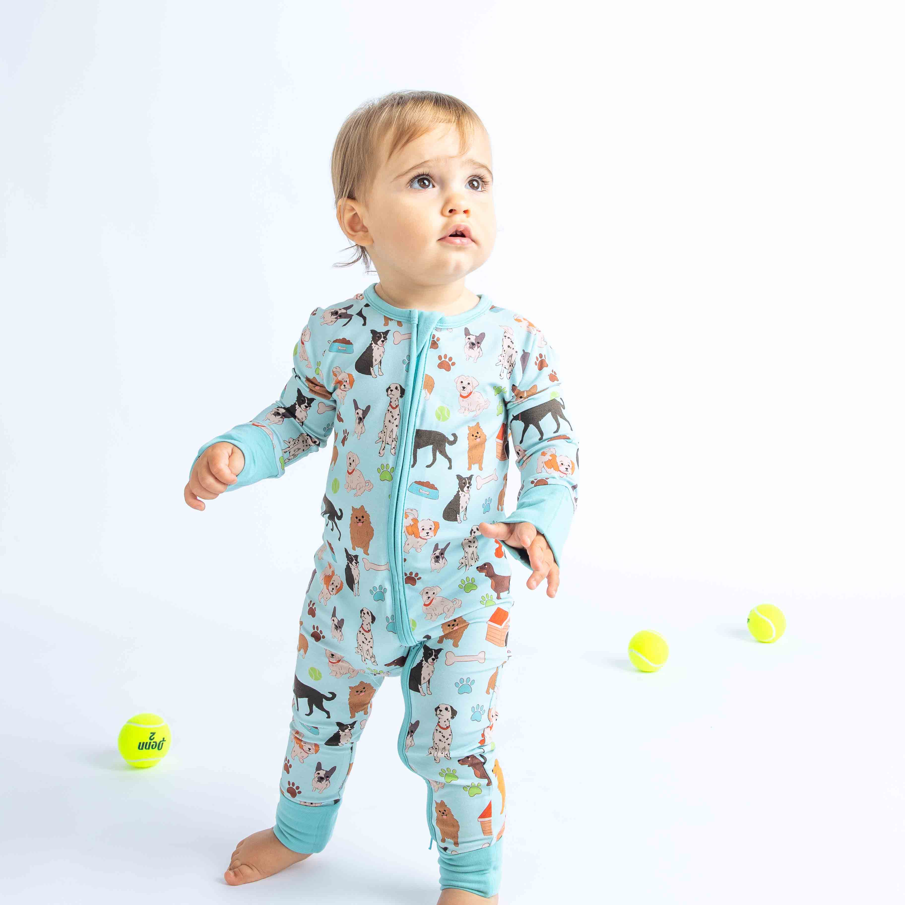 Emerson and Friends - Dogs Bark Pets Bamboo Baby Pajamas Convertible Footie - Image 2