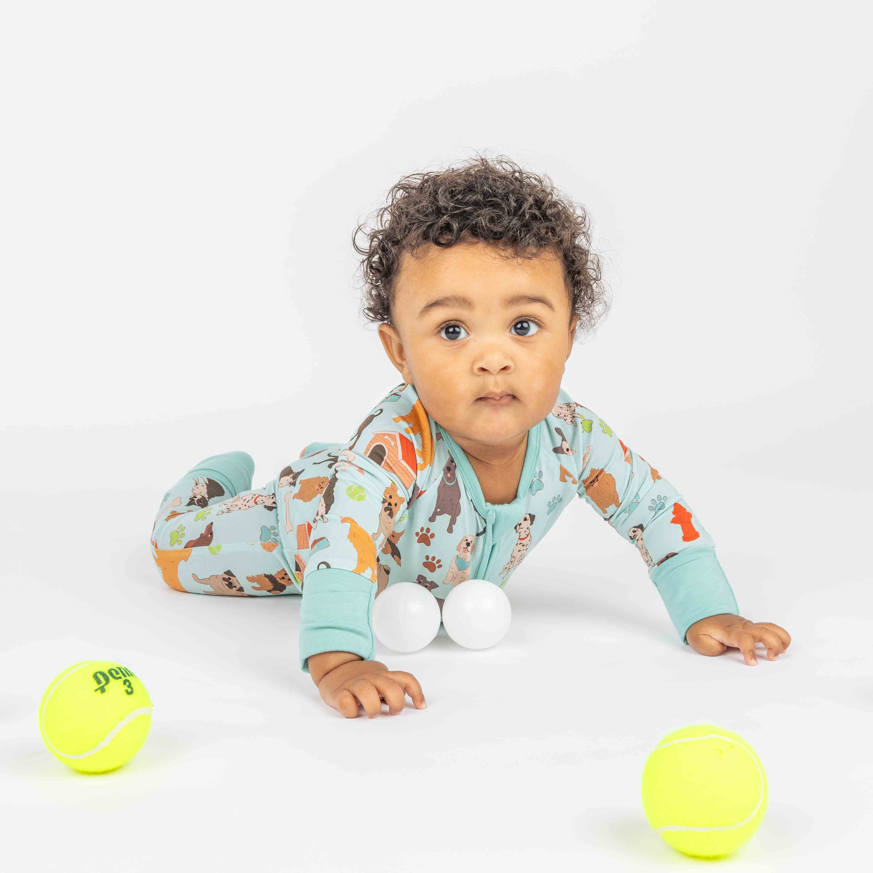 Emerson and Friends - Dogs Bark Pets Bamboo Baby Pajamas Convertible Footie - Image 3