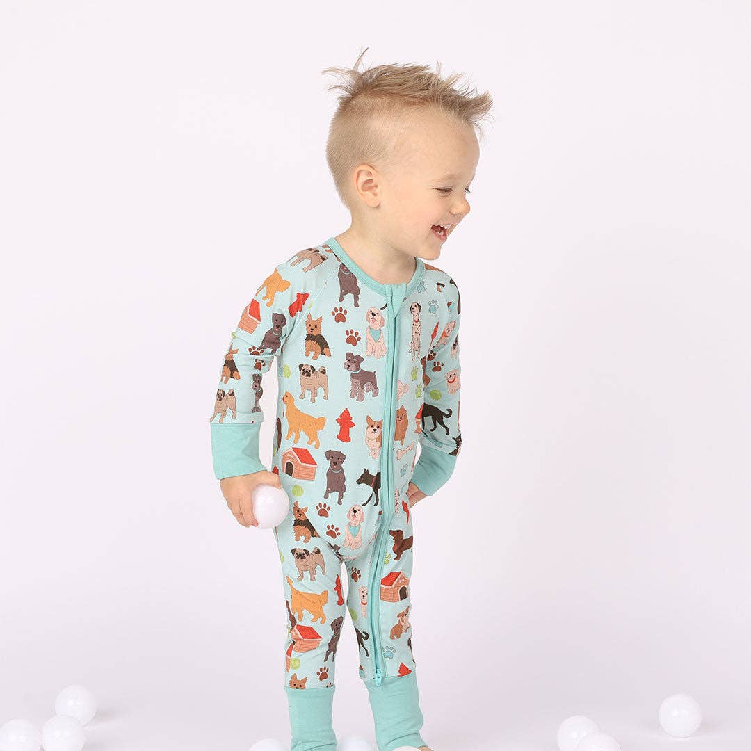Emerson and Friends - Dogs Bark Pets Bamboo Baby Pajamas Convertible Footie - Image 4