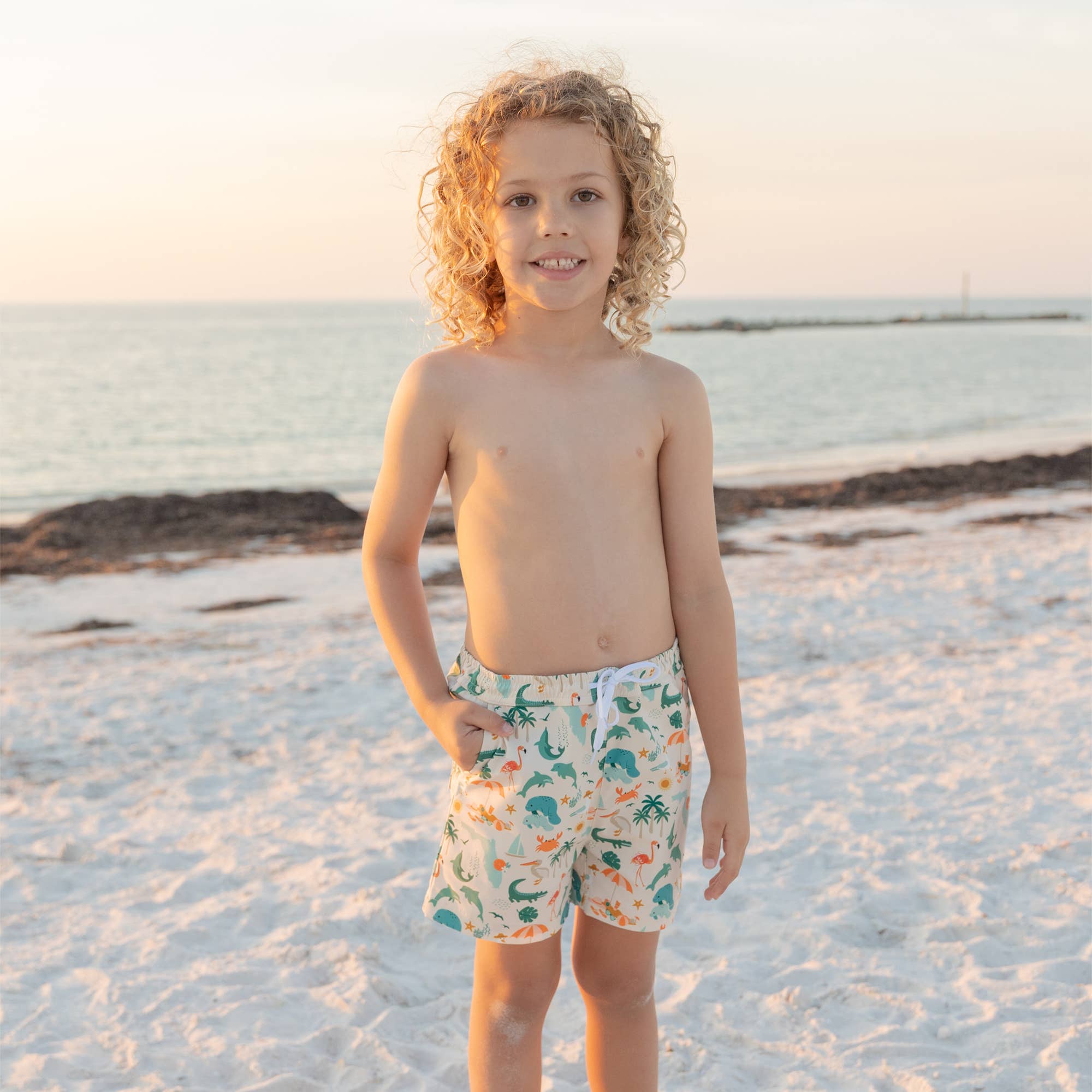 Emerson and Friends - Explore Florida Boys Swim Trunks - Image 2
