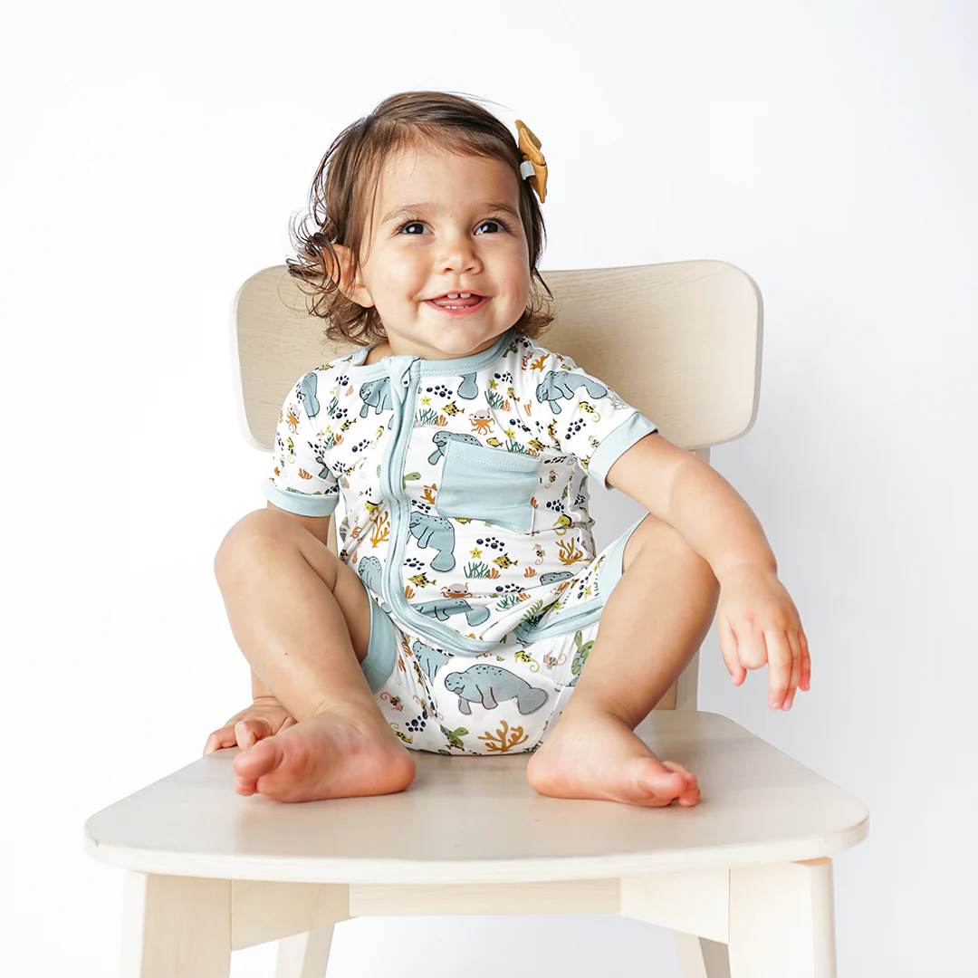 Emerson and Friends - Manatee Bamboo Shortie Romper - Image 2