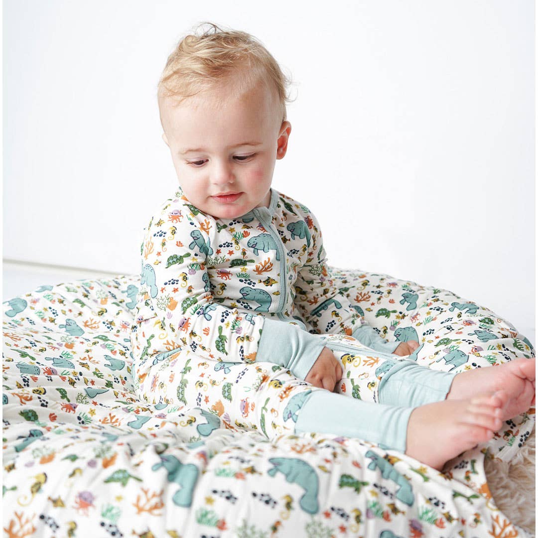Emerson and Friends - Manatee Bamboo Baby Pajamas Convertible Romper - Image 2