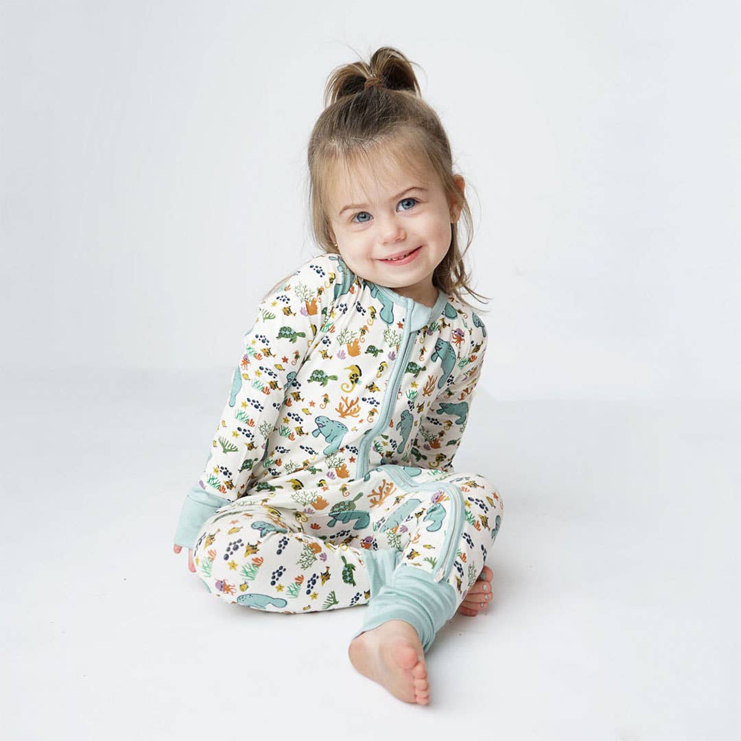 Emerson and Friends - Manatee Bamboo Baby Pajamas Convertible Romper - Image 3
