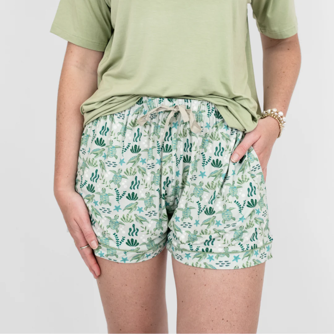 Emerson and Friends - Save the Sea Turtles Womens Pajama Shorts - Image 2