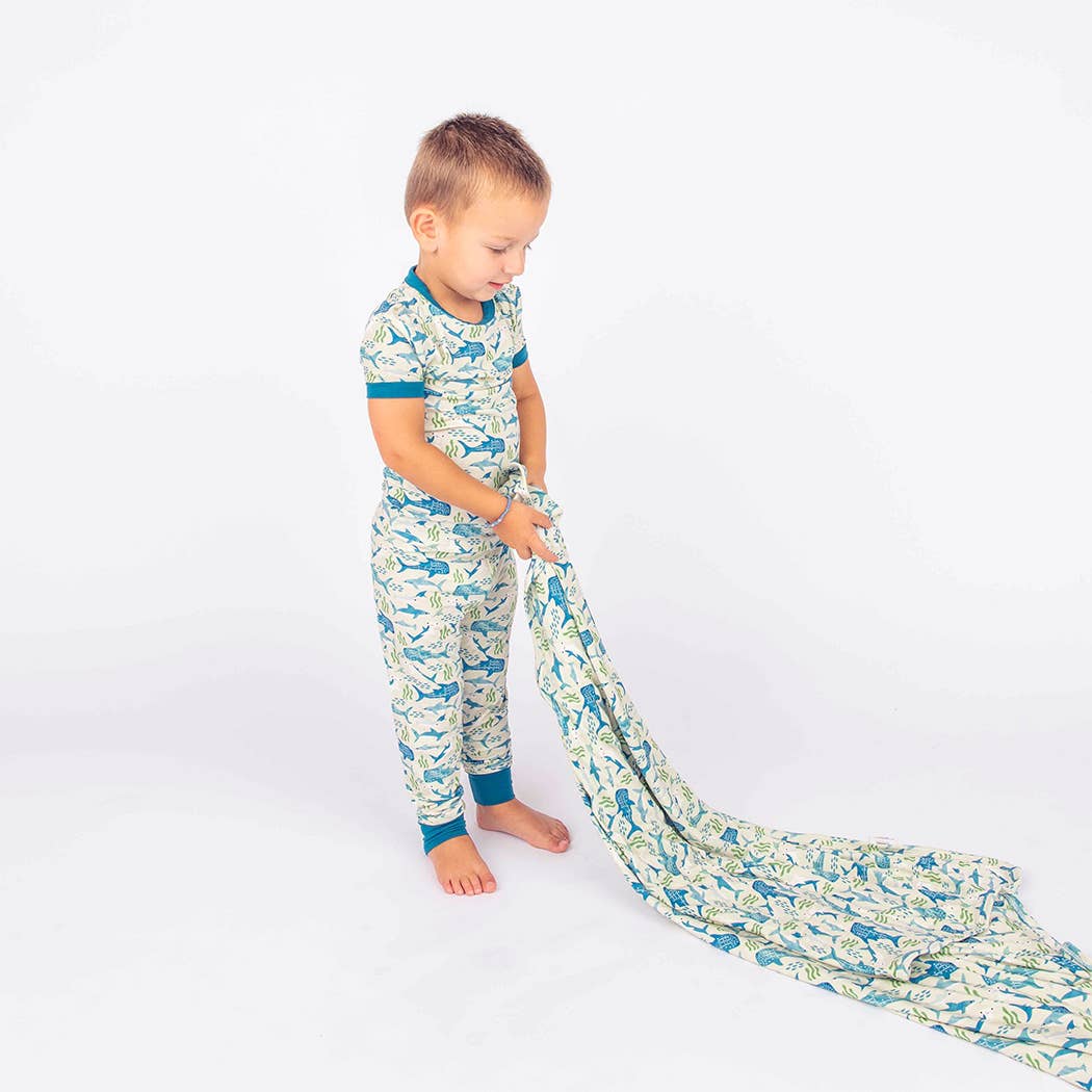 Emerson and Friends - Shark Friends Ocean Animals Bamboo Baby Swaddle Blanket: Blue/Multi / Small - Image 3